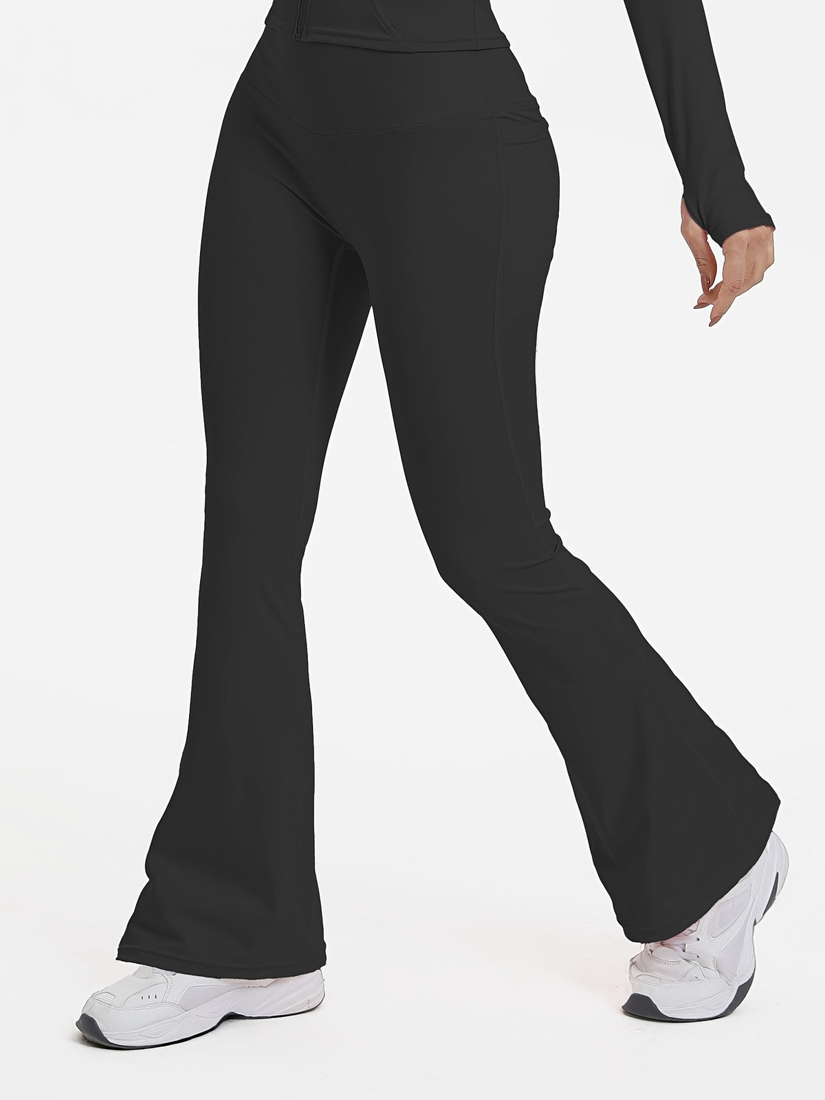 Shaping High Waist Flare Pants - Black