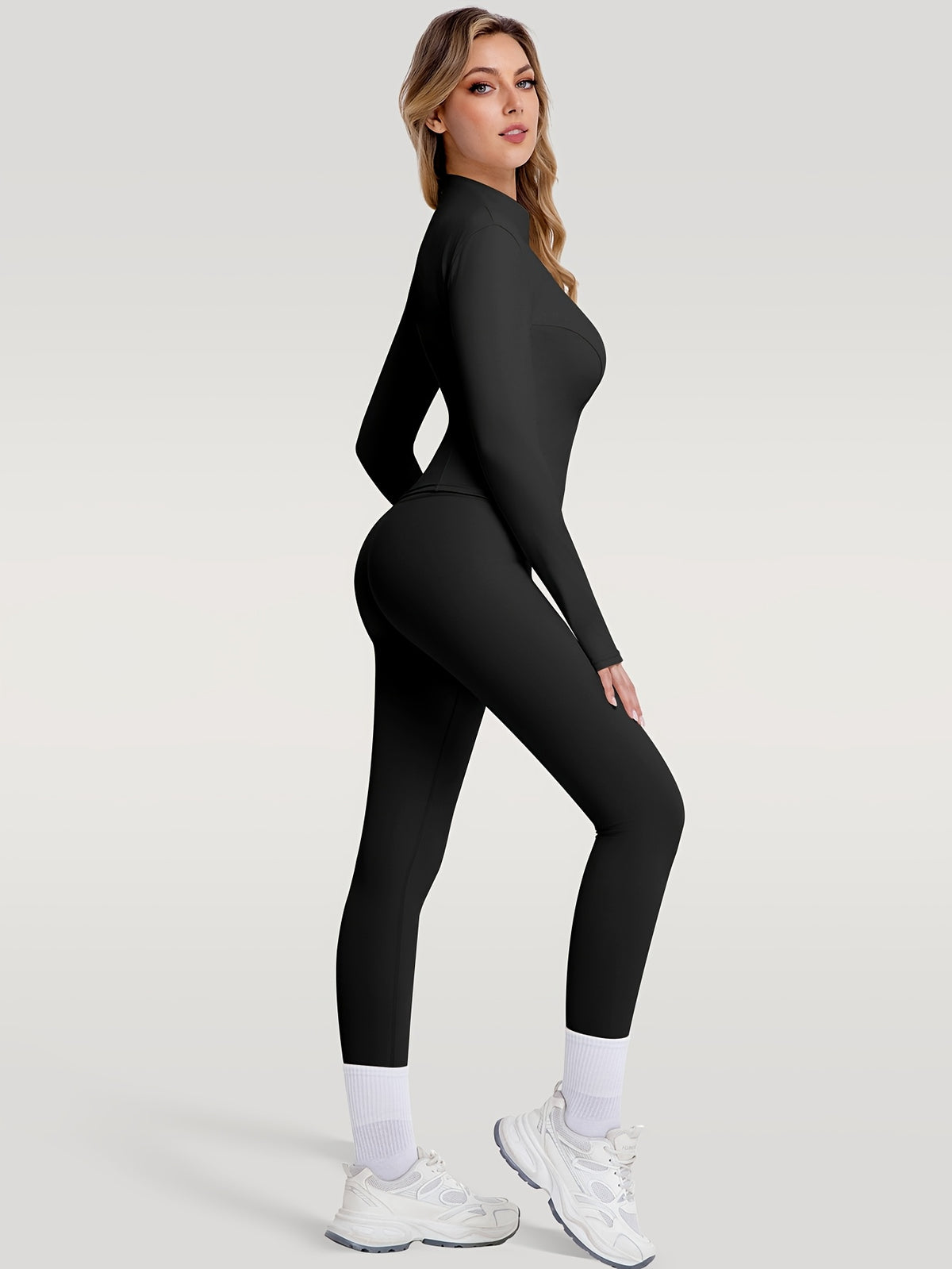 Figure Hugging Jacket & Pants Set - Black