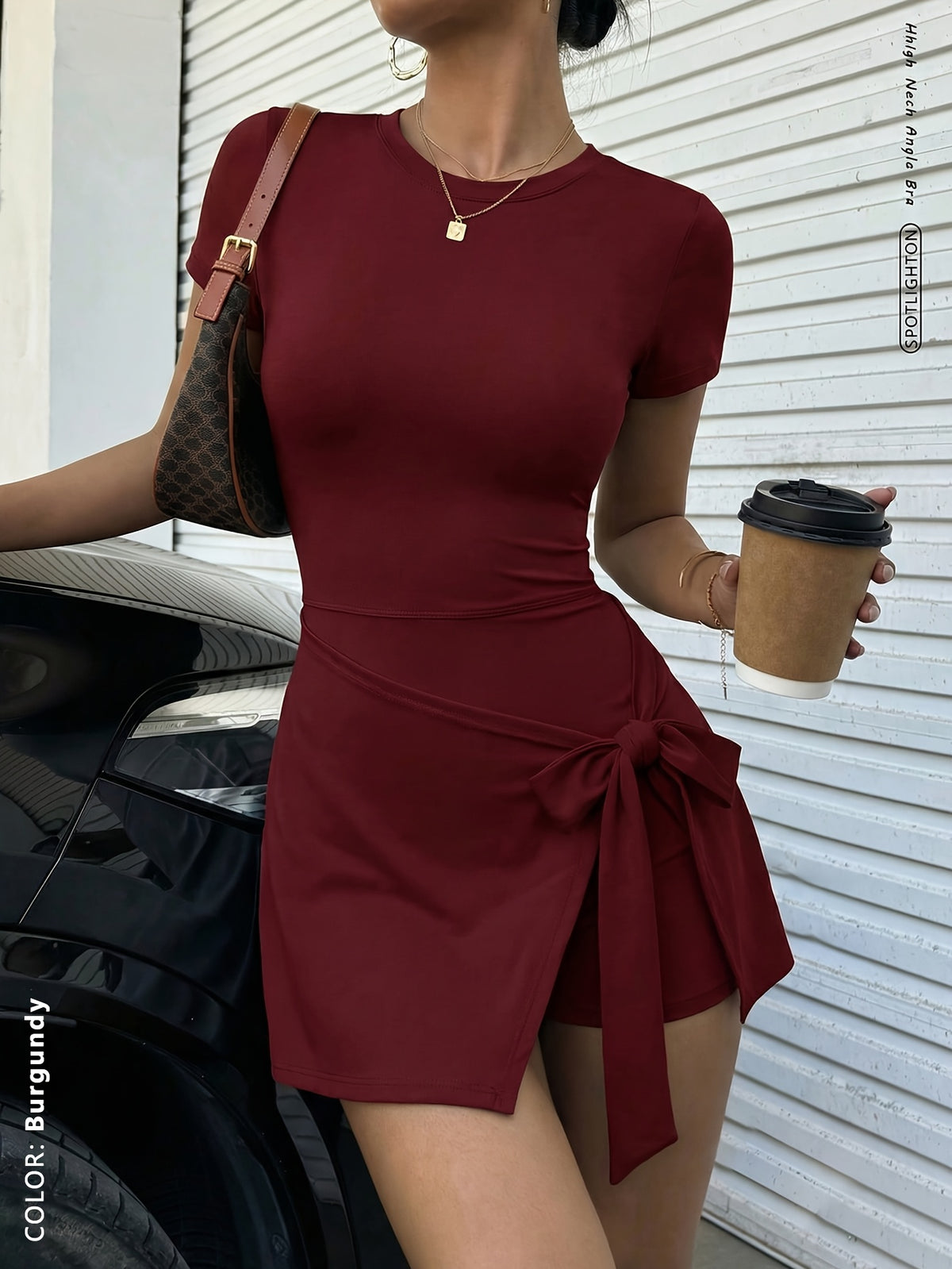 Wrap Tie Tennis Dress - Burgundy