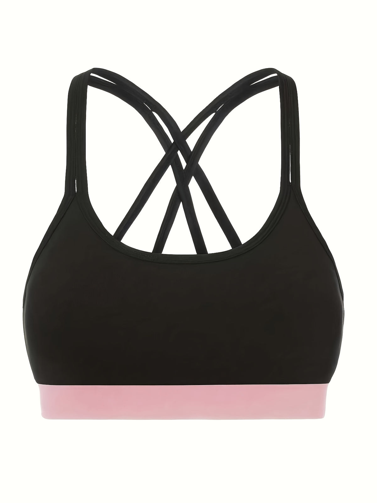 Batwing Hoodie & Cross Back Bra 3 Piece Set - Black Pink