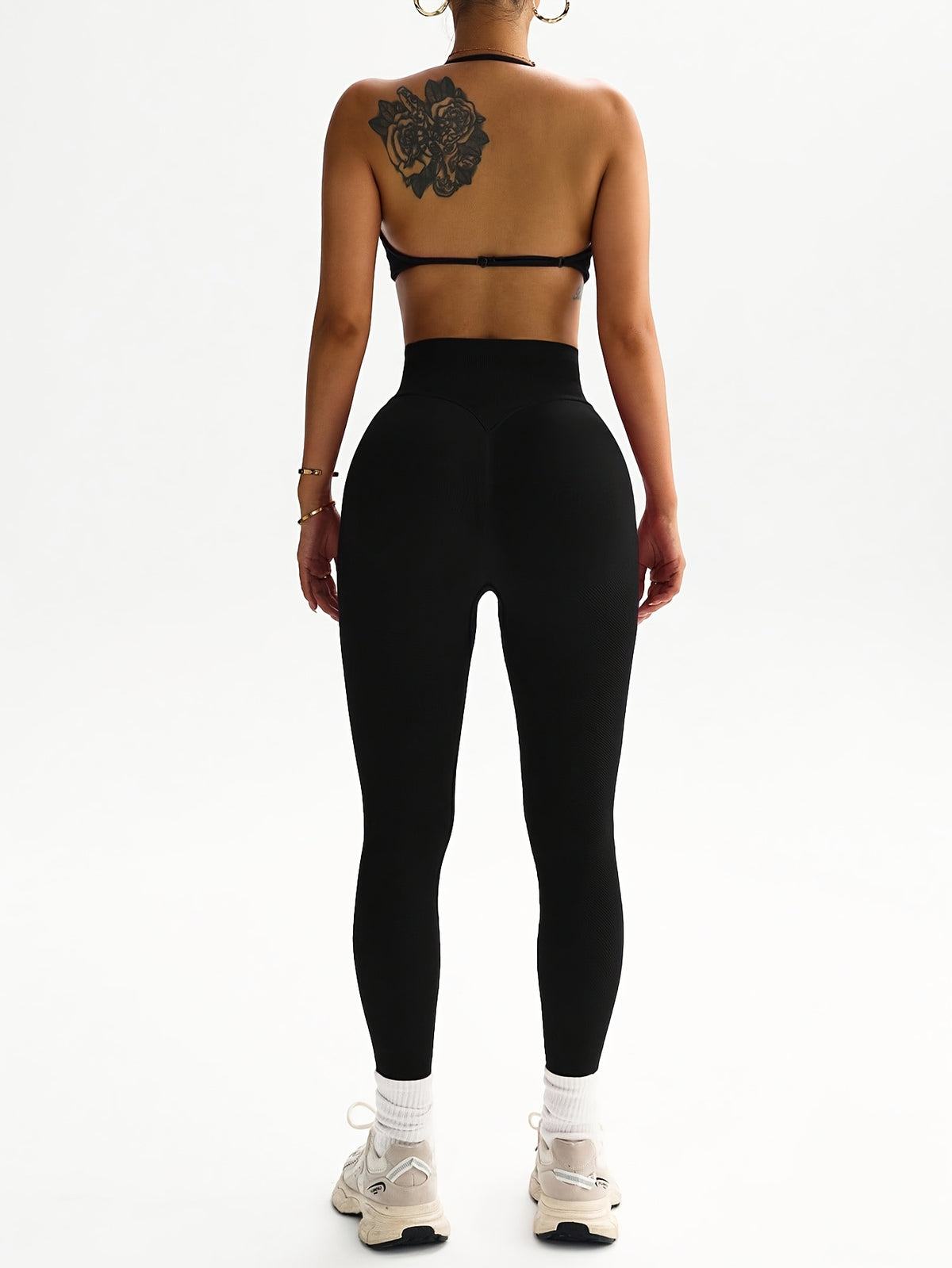 Halter Bra & Leggings Set - Black