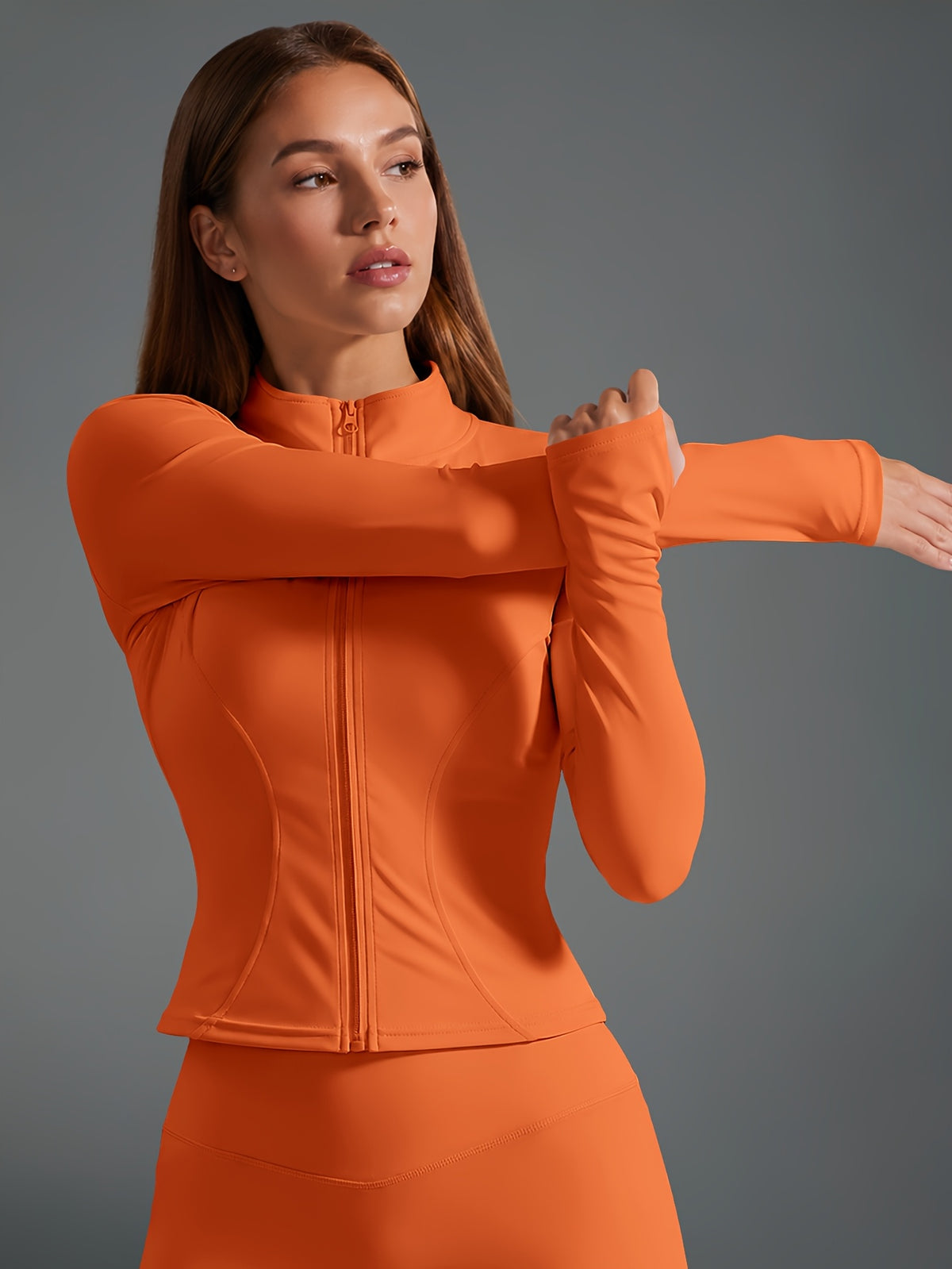 Quick Dry Long Sleeve Sports Jacket - Orange