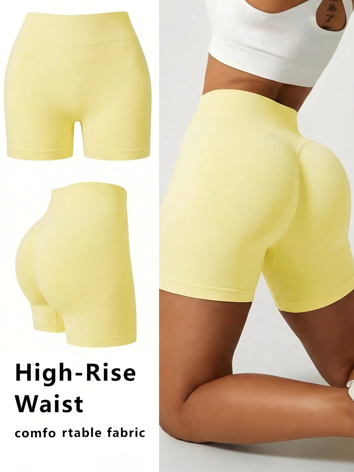Scrunch Butt Sculpt Shorts - Lemon Yellow