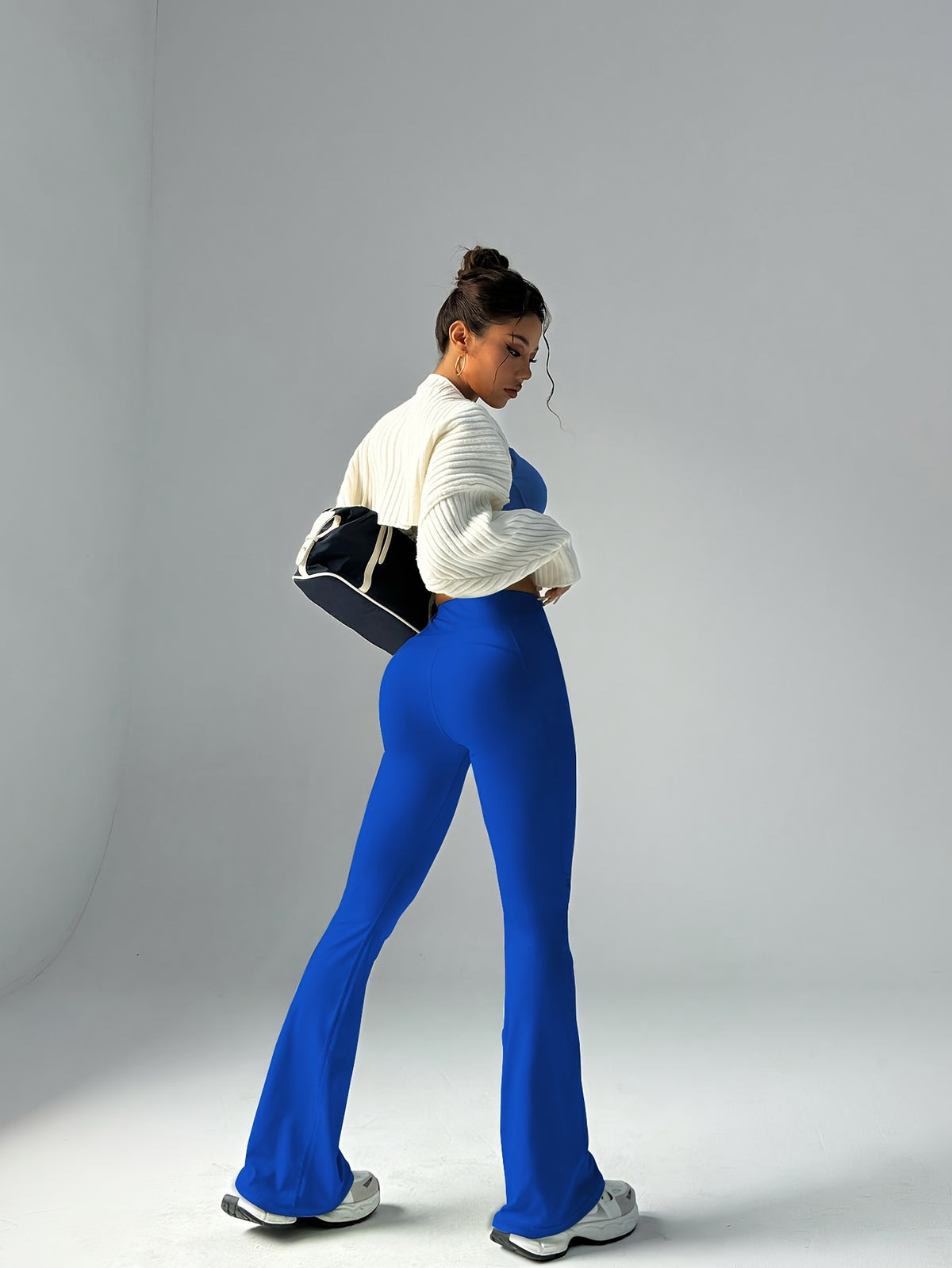 High Waist Flare Pants - Royal Blue