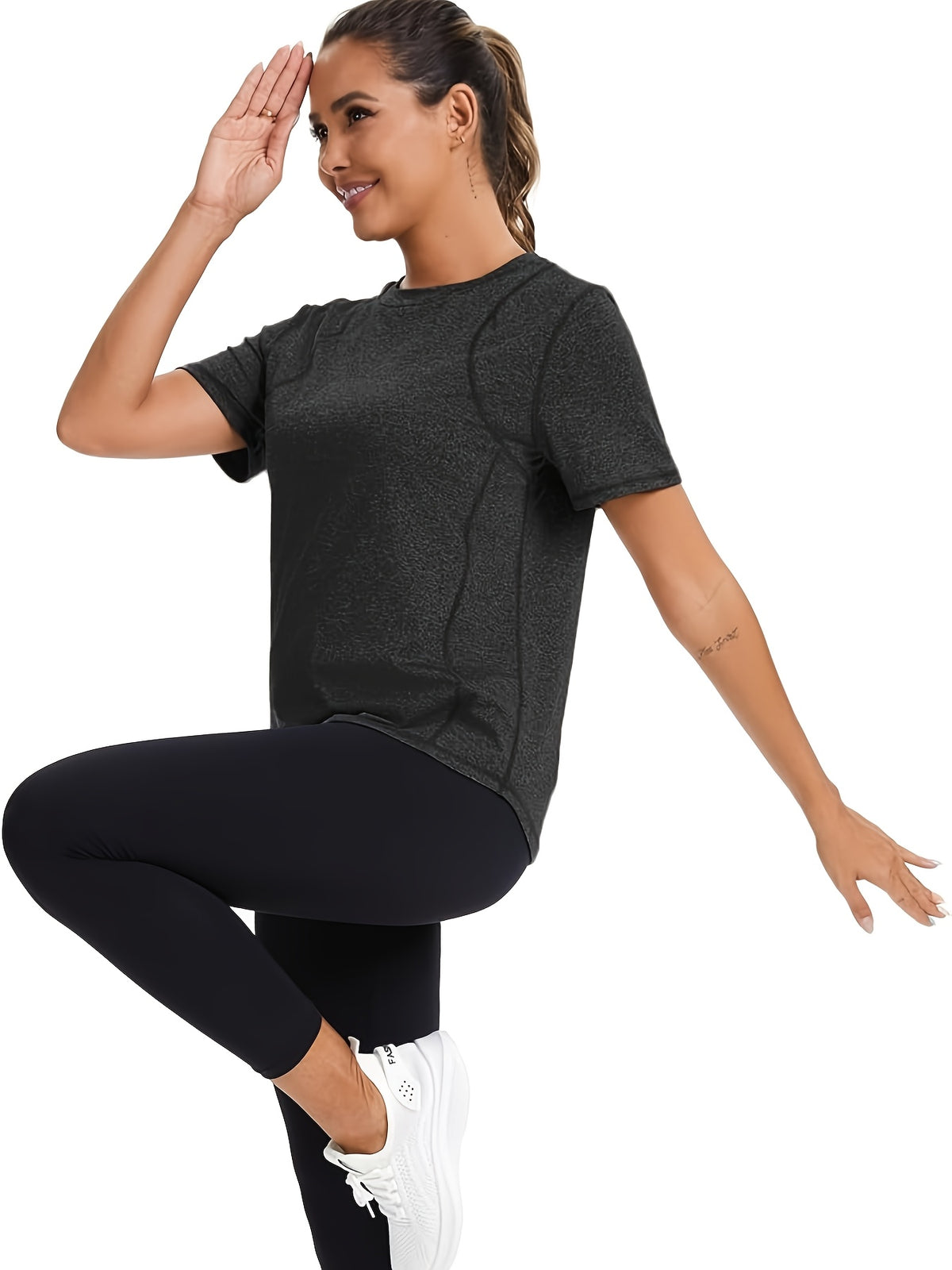Triangle Mesh Back Sports Tee - Black Gray