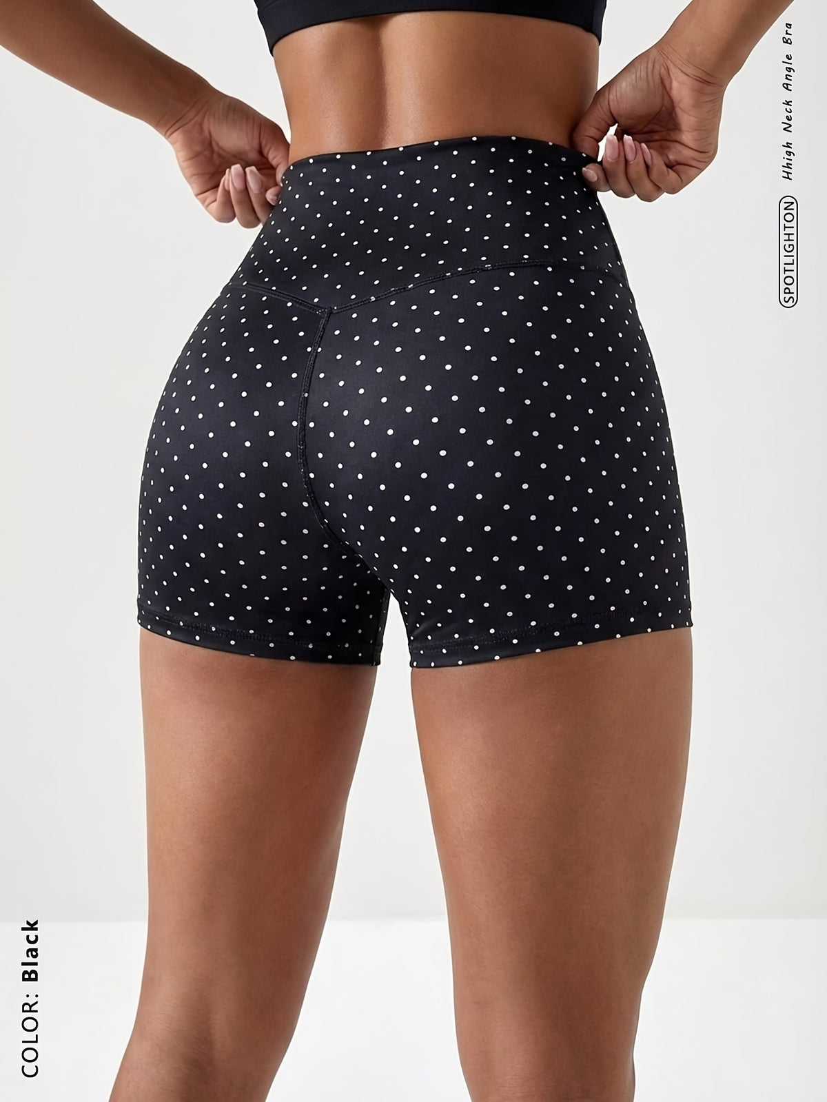 High Waist Sculpt Shorts - Black Polka Dot