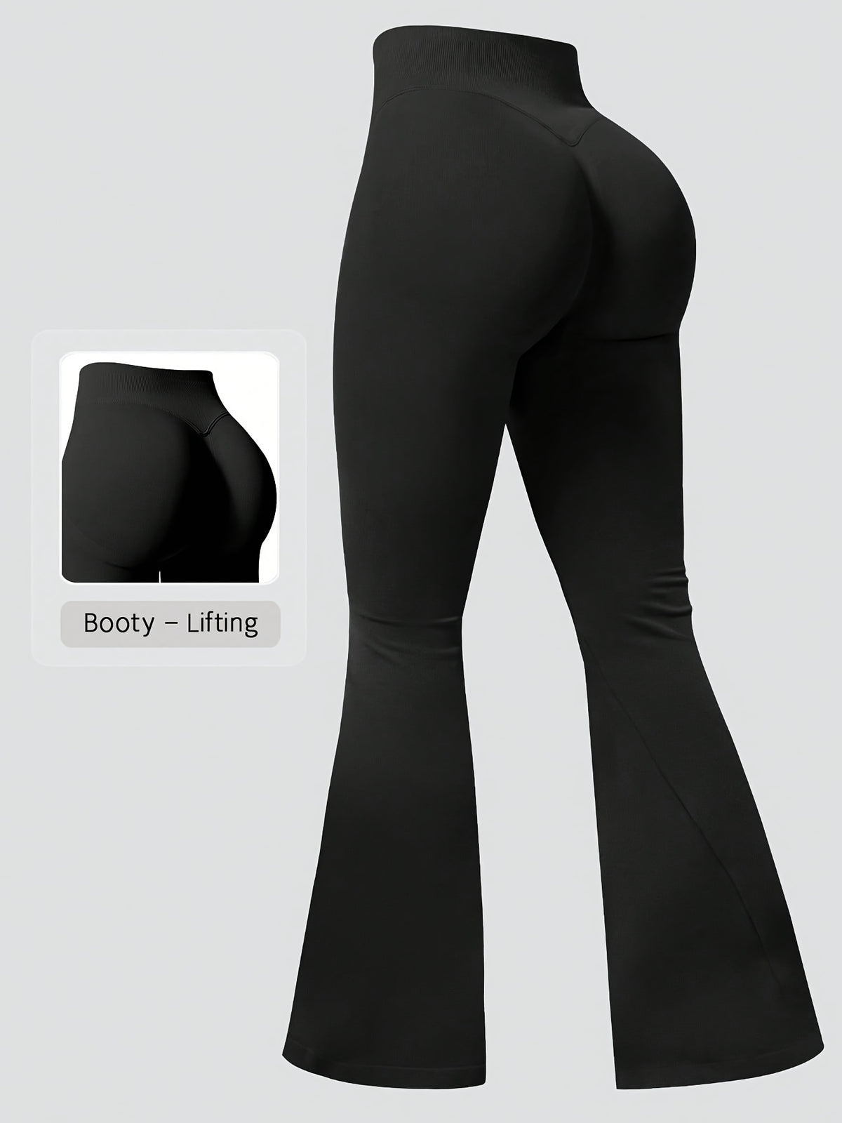 High Waist Lifting Flare Leggings - Black