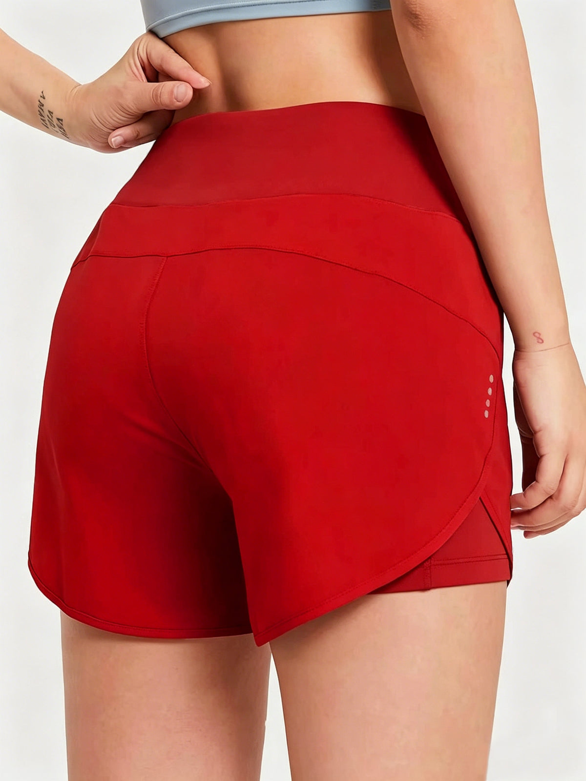 Pocket Anti-Sheer High Waist Running Shorts - Red
