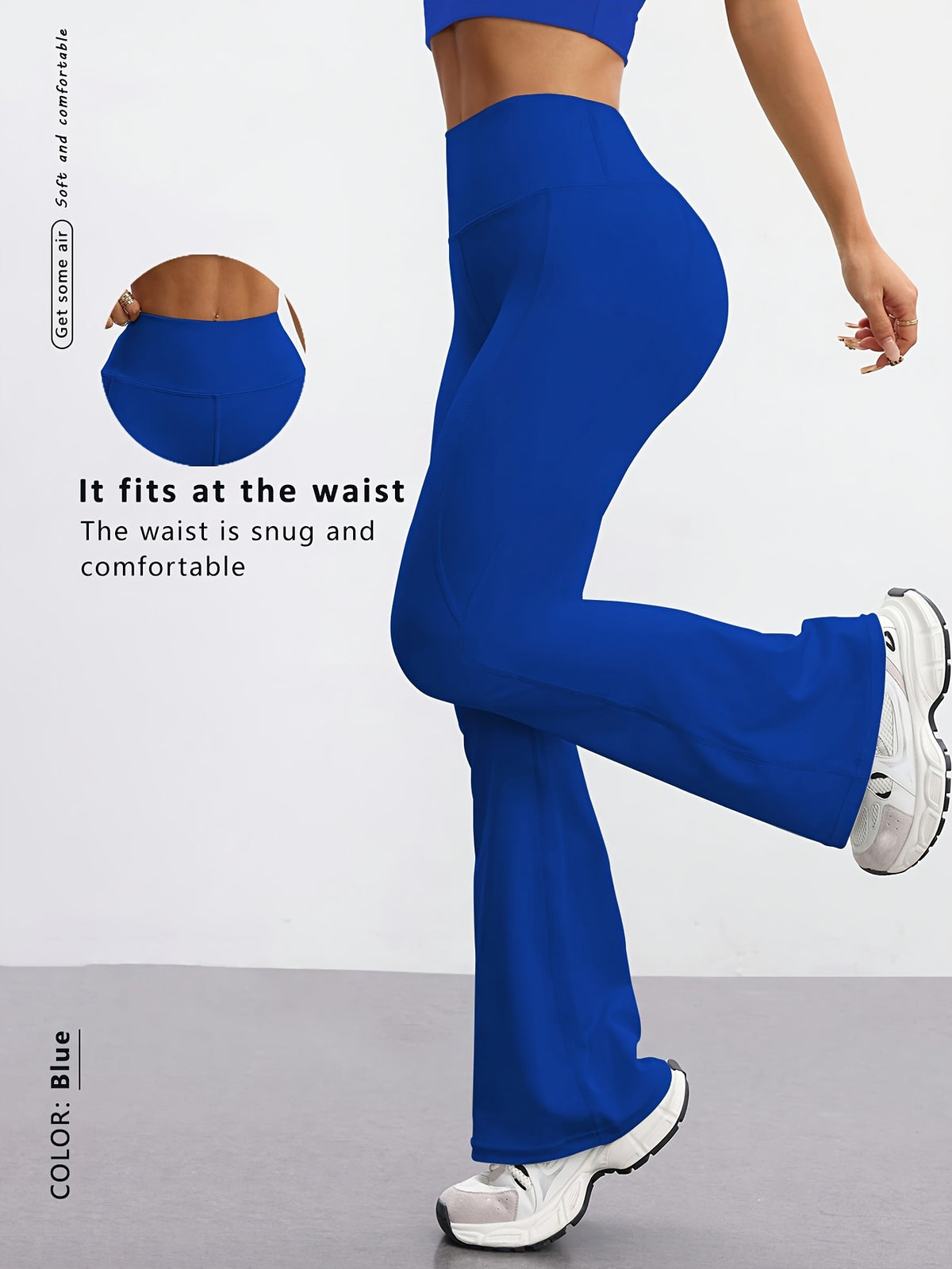 High Waist Flare Pants - Royal Blue