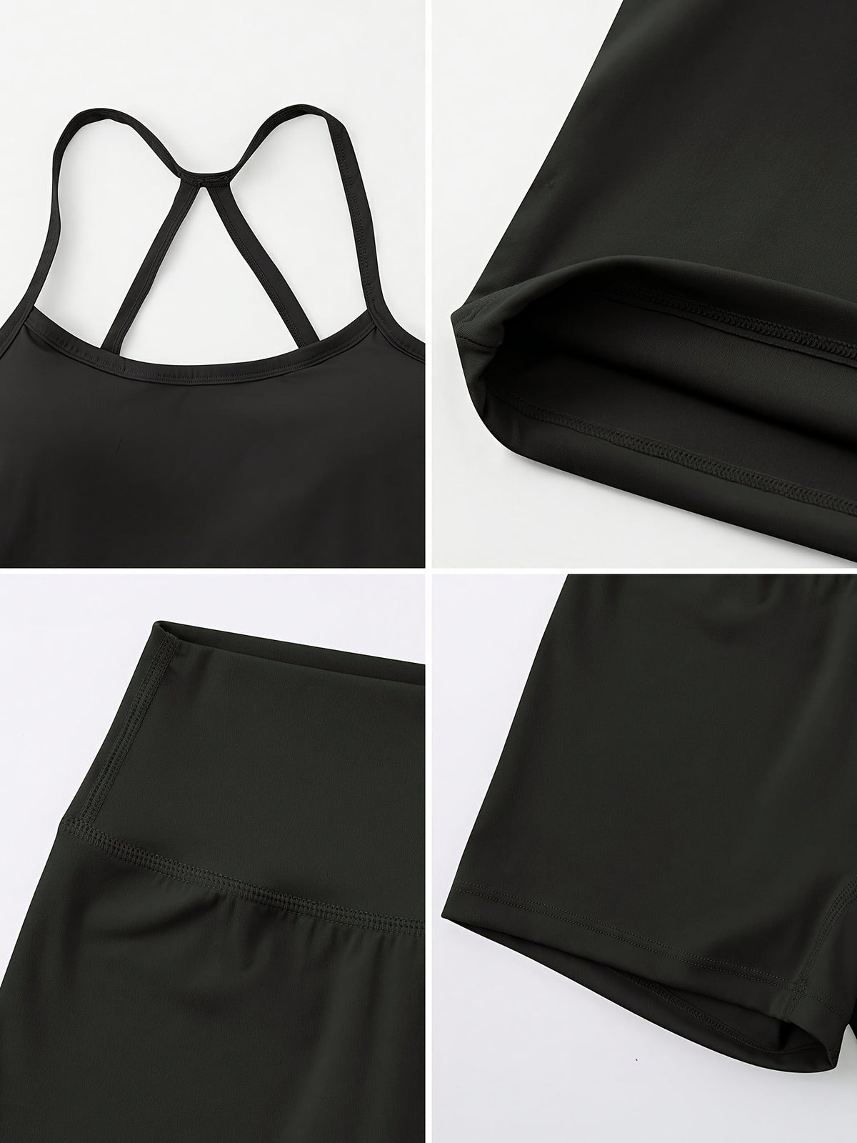 Strappy Back Tank & Shorts Set - Black