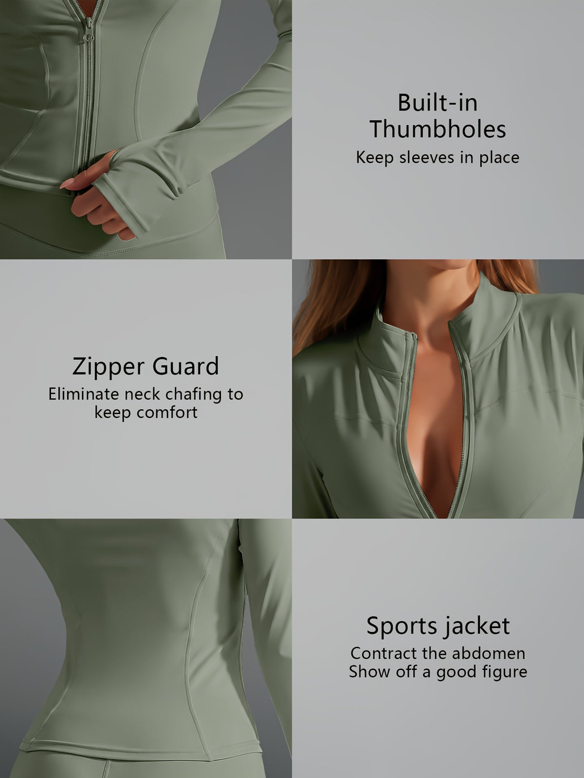 Quick Dry Long Sleeve Sports Jacket - Green