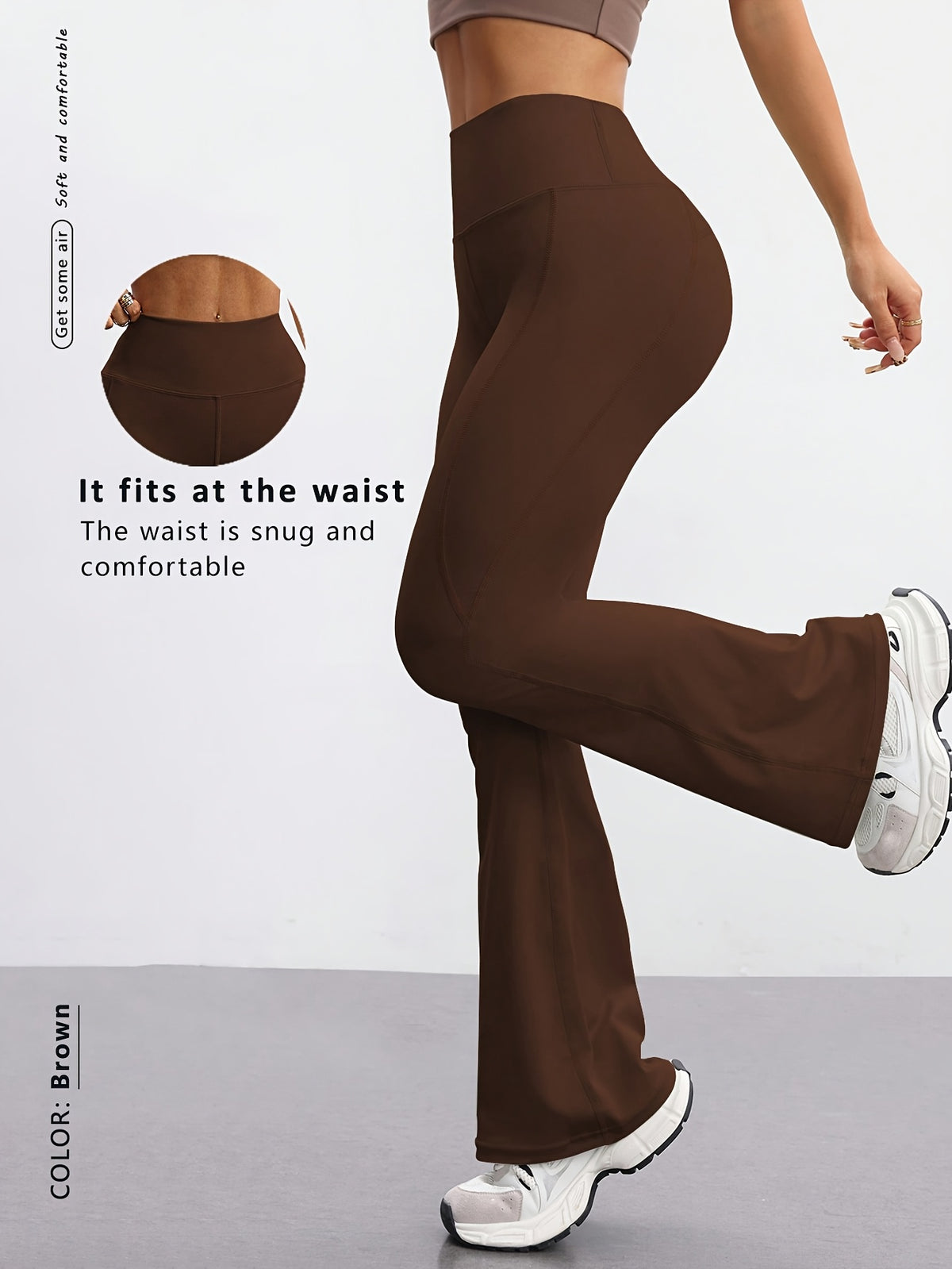 High Waist Flare Pants - Coffee