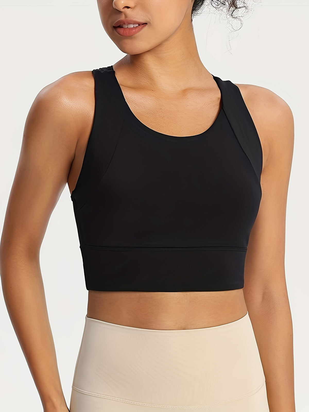 Seamless Yoga Bra Vest Top - Black