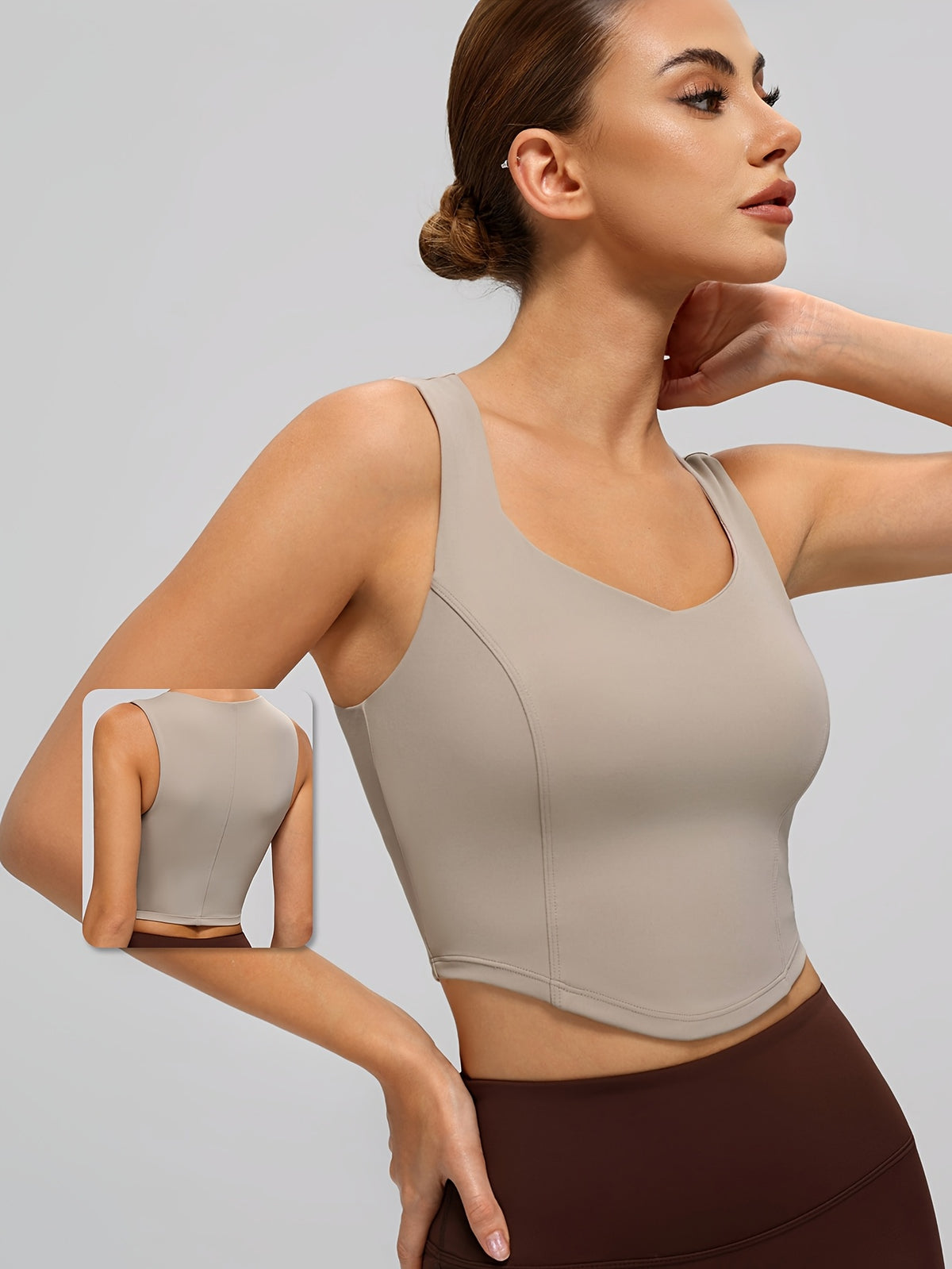 Cropped Yoga Cami - Khaki