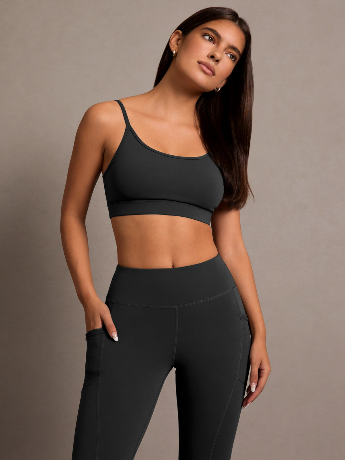 Side Pocket High Waist Lifting Leggings - Black