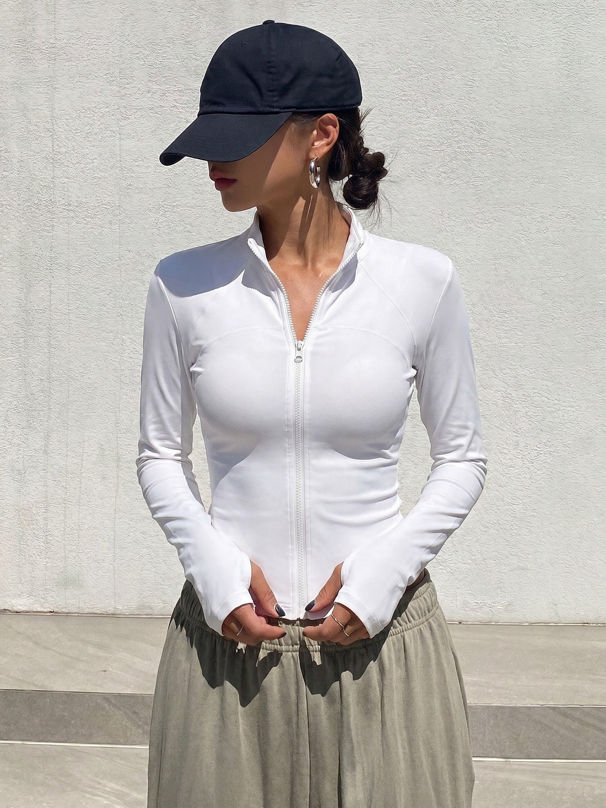 Sweat Absorbent Stretch Sports Jacket - White