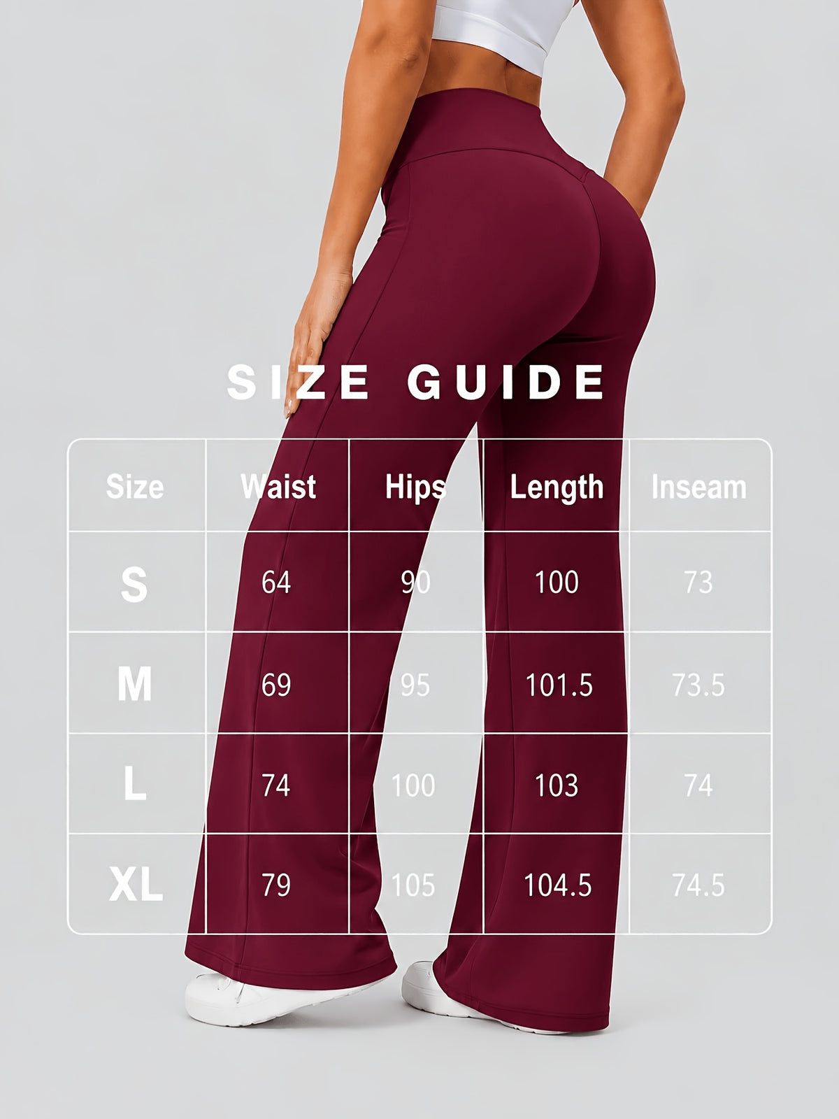 High Stretch Wide Leg Tummy Pants - Burgundy