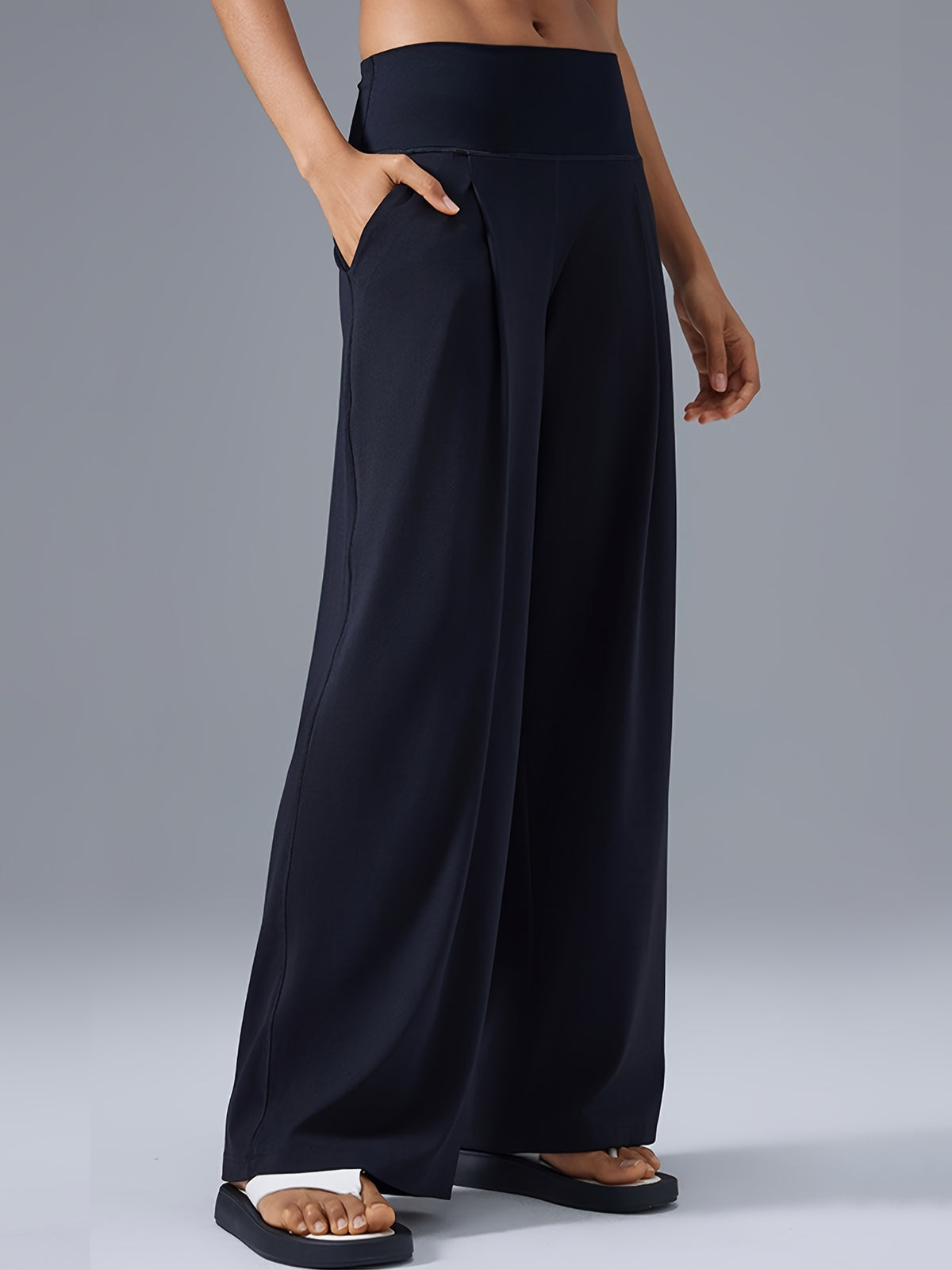 High Waist Straight Leg Pants - Black