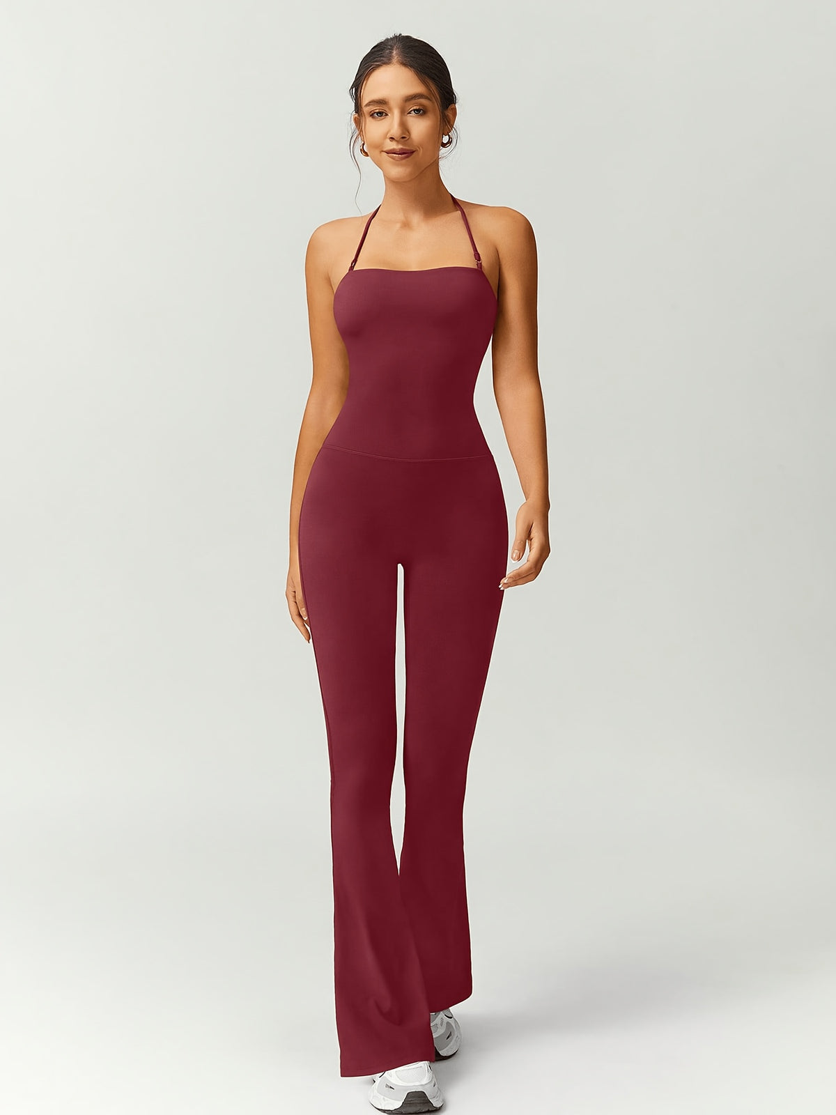 Strapless Flare Jumpsuit - Burgundy