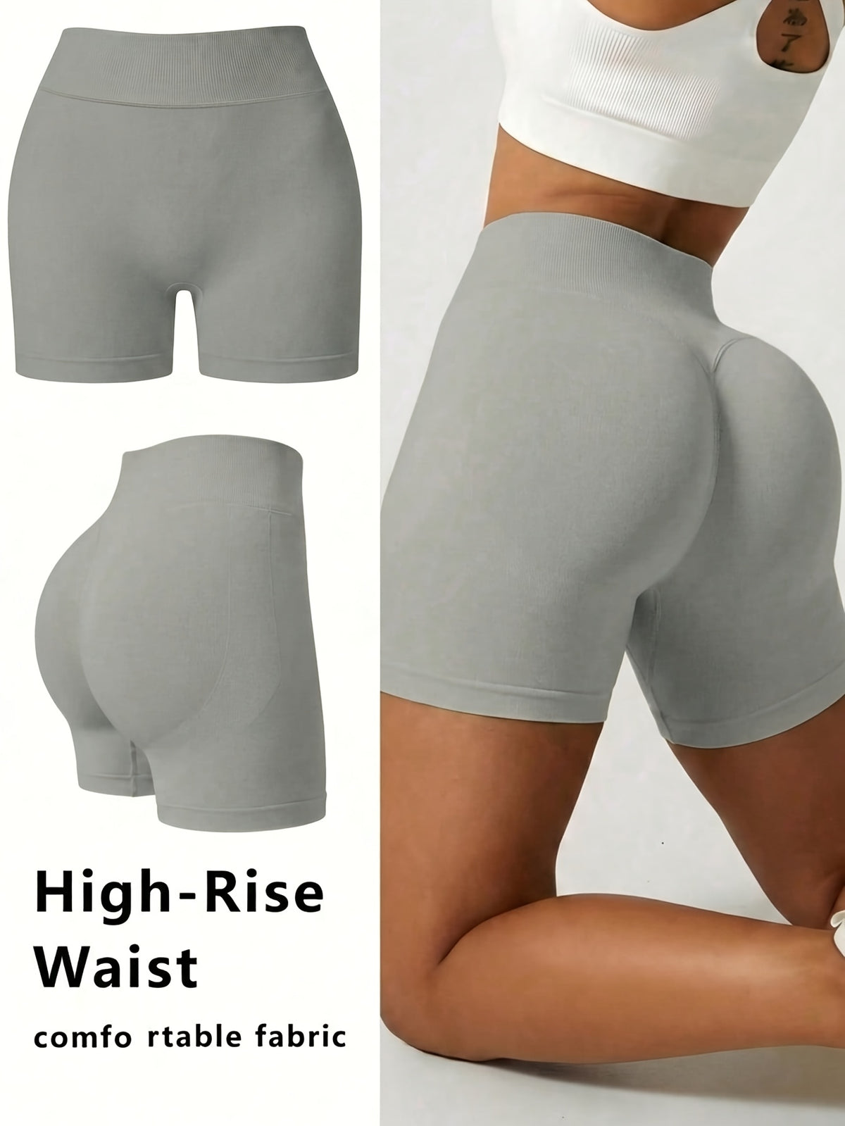 Scrunch Butt Sculpt Shorts - Light Grey