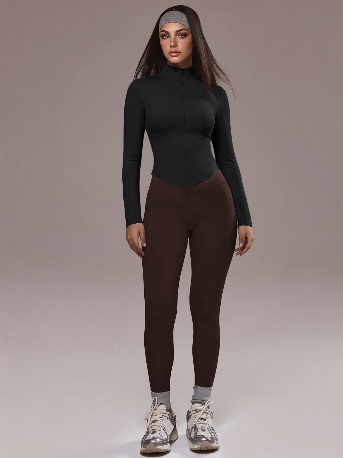 Half Zip Curved Hem Top - Black