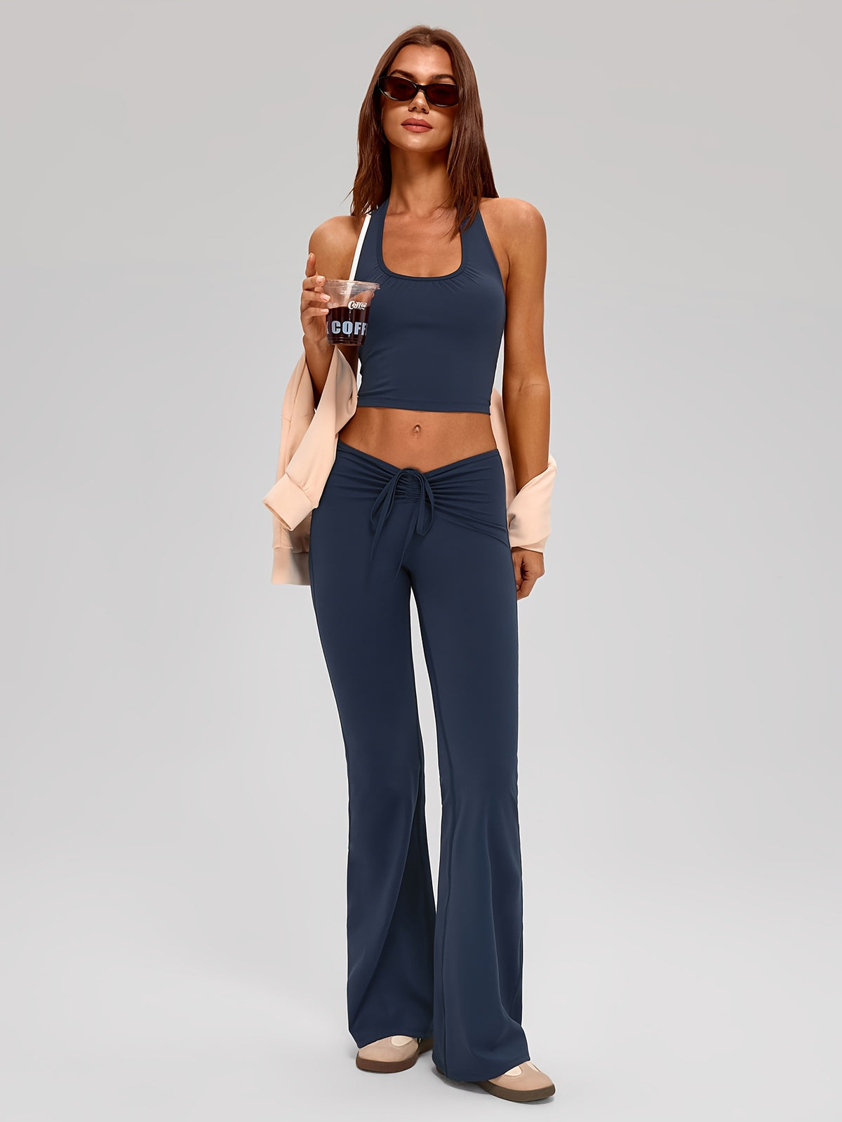 Halter Crop & Tie Waist Flare Set