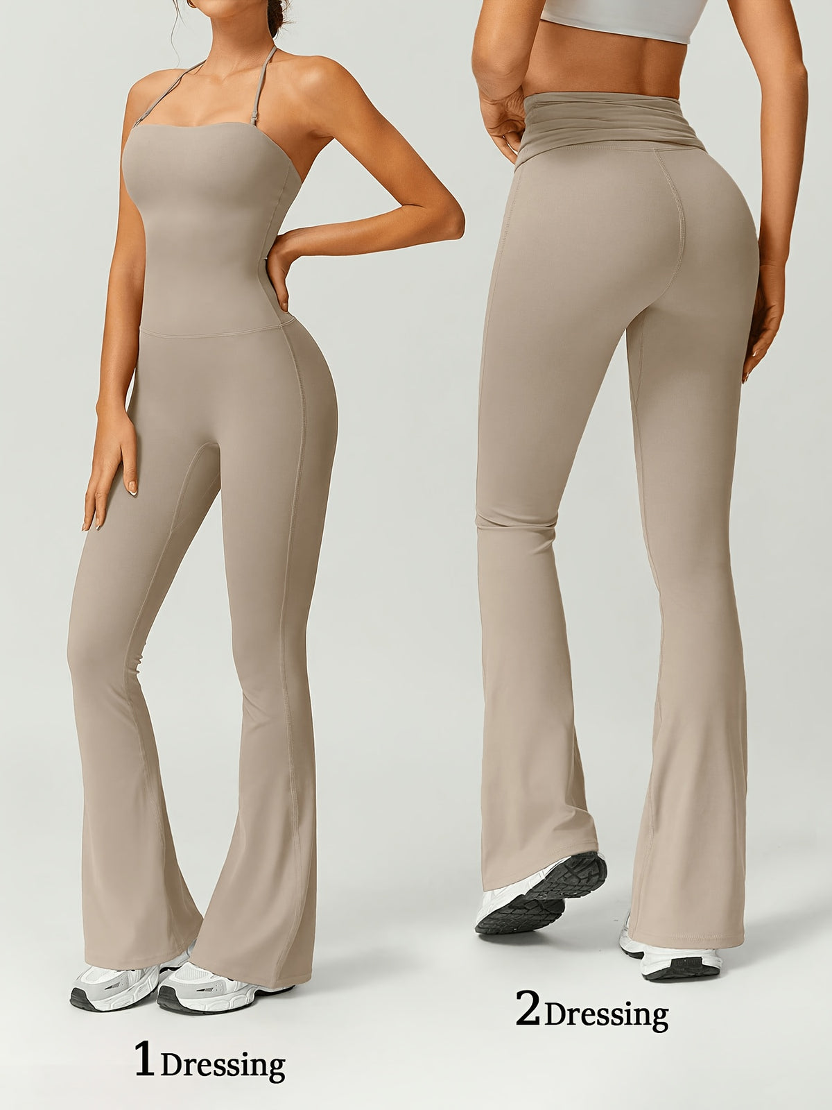 Strapless Flare Jumpsuit - Khaki
