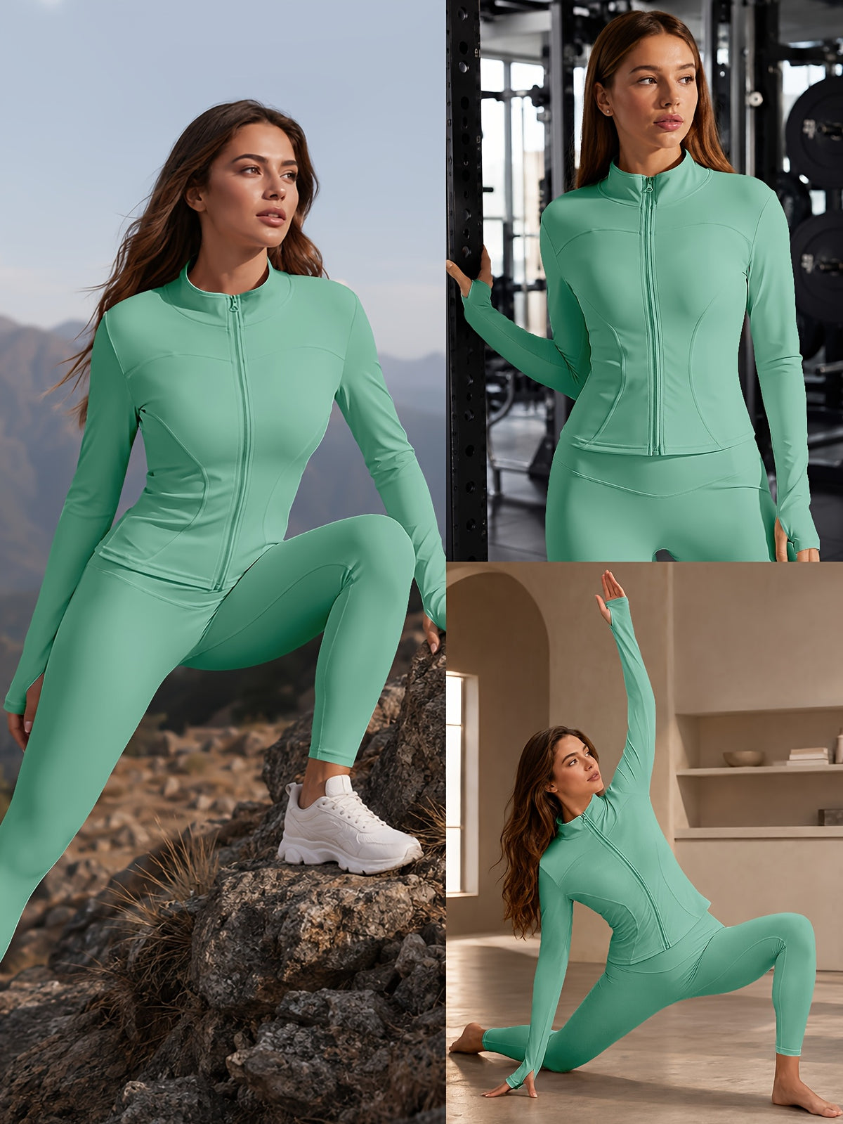 Quick Dry Long Sleeve Sports Jacket - Mint Green