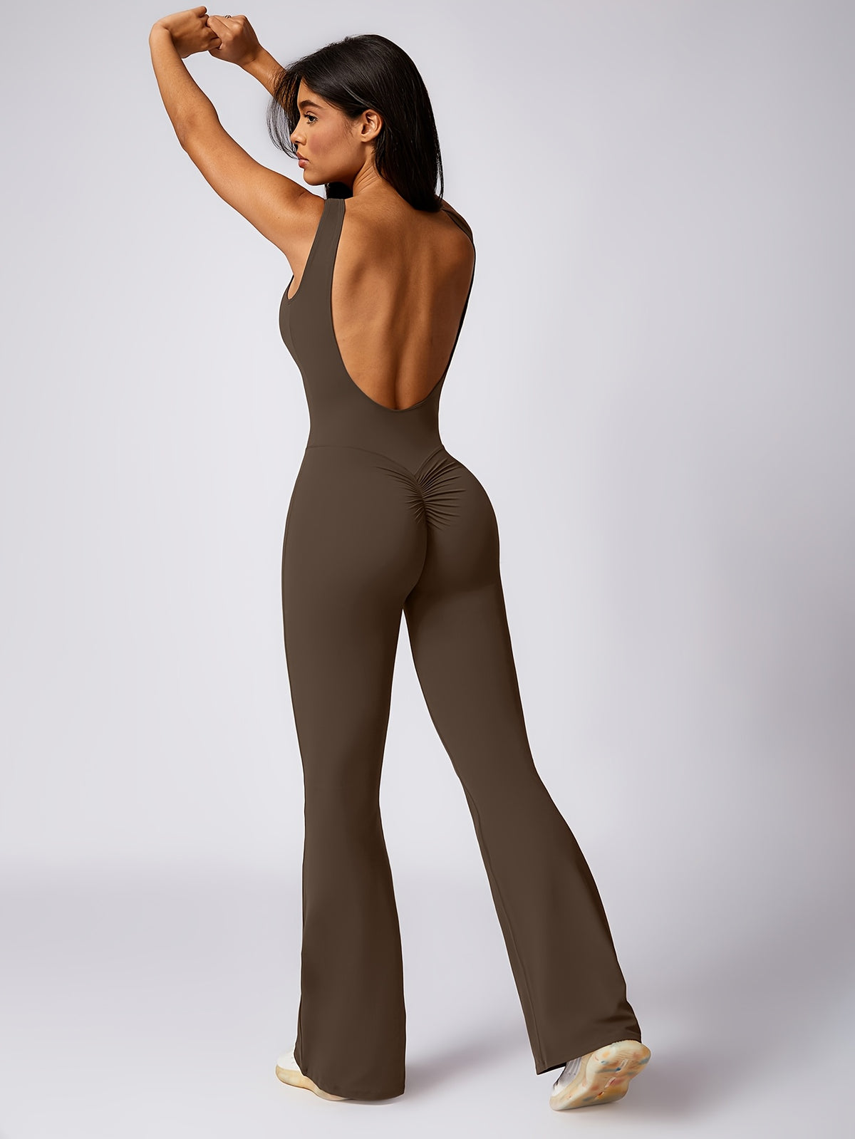 Sleeveless Yoga Bodysuit - Coffee