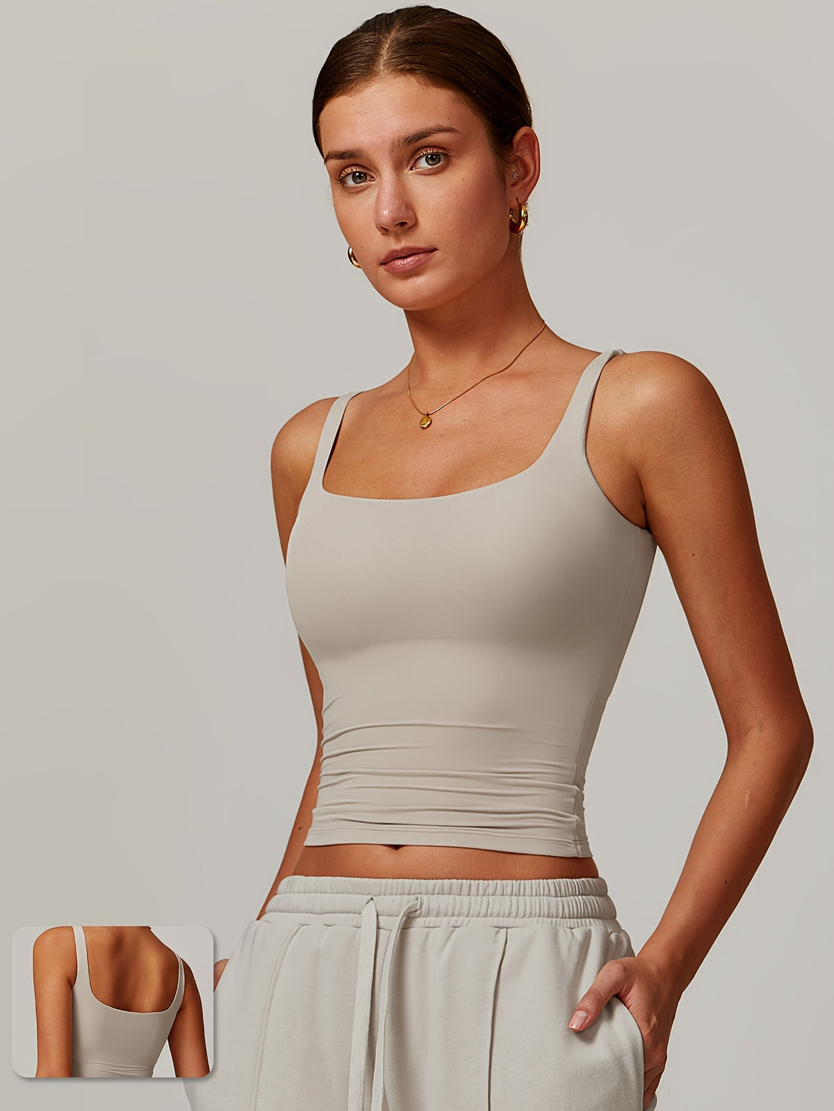 Padded Sports Cami - Khaki