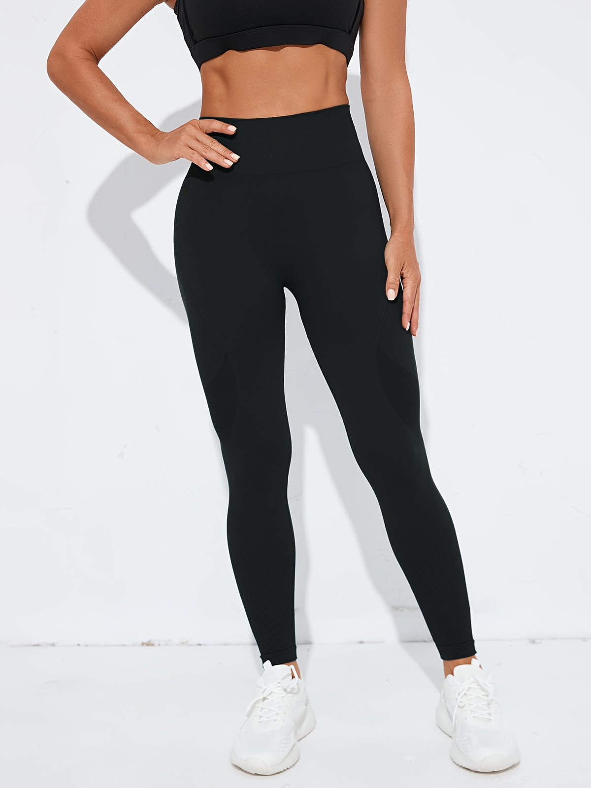Slim Fit Casual Sports Leggings - Black