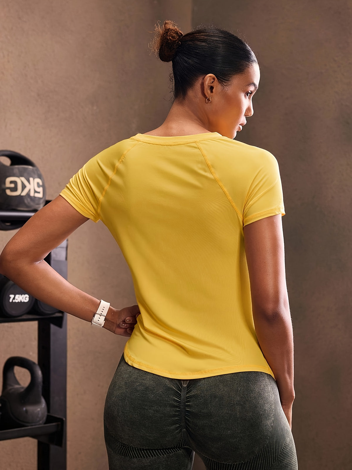 Mesh Spliced Quick-Dry Sports Tee - Lemon Yellow