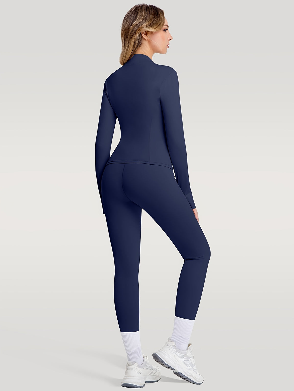 Figure Hugging Jacket & Pants Set - Blue