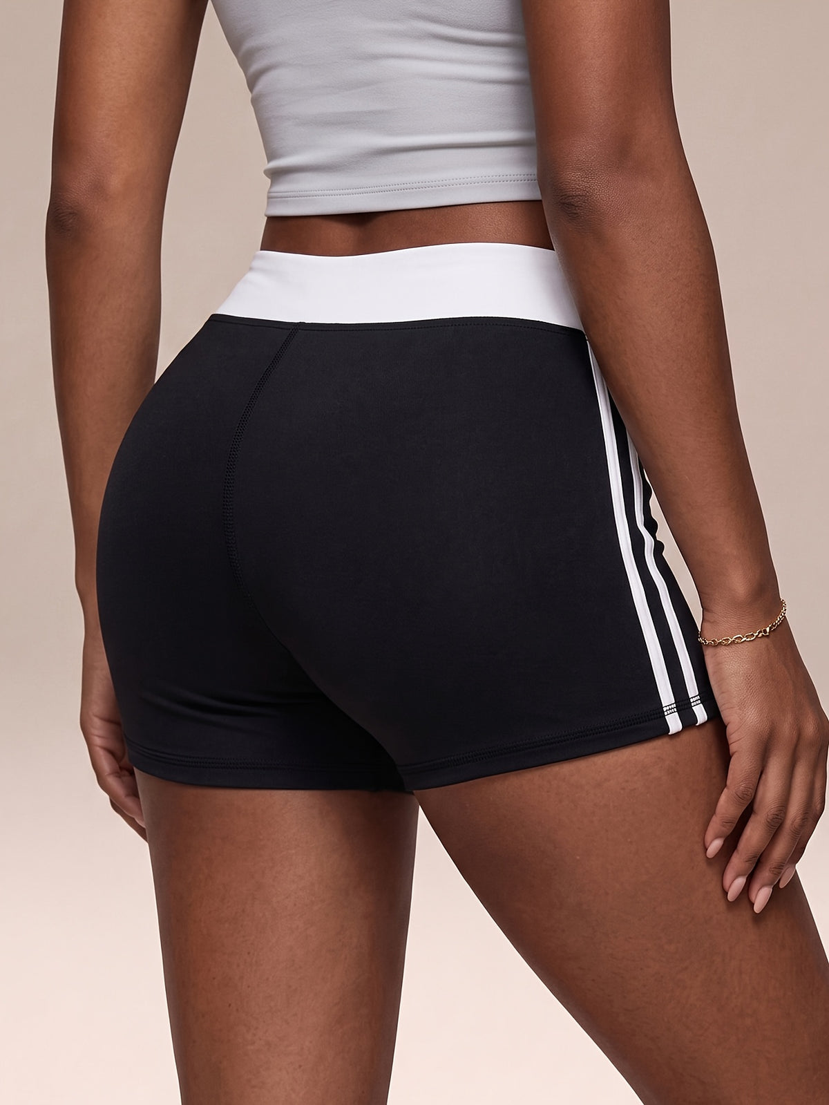 Side Stripe Drawstring Shorts - Black