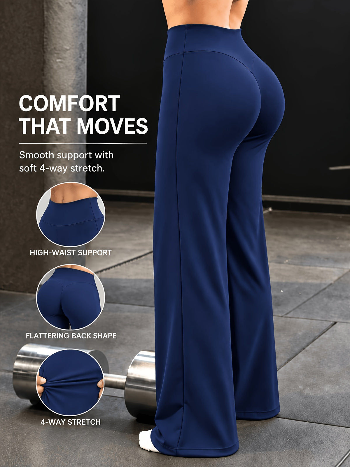 High Stretch Wide Leg Tummy Pants - Navy