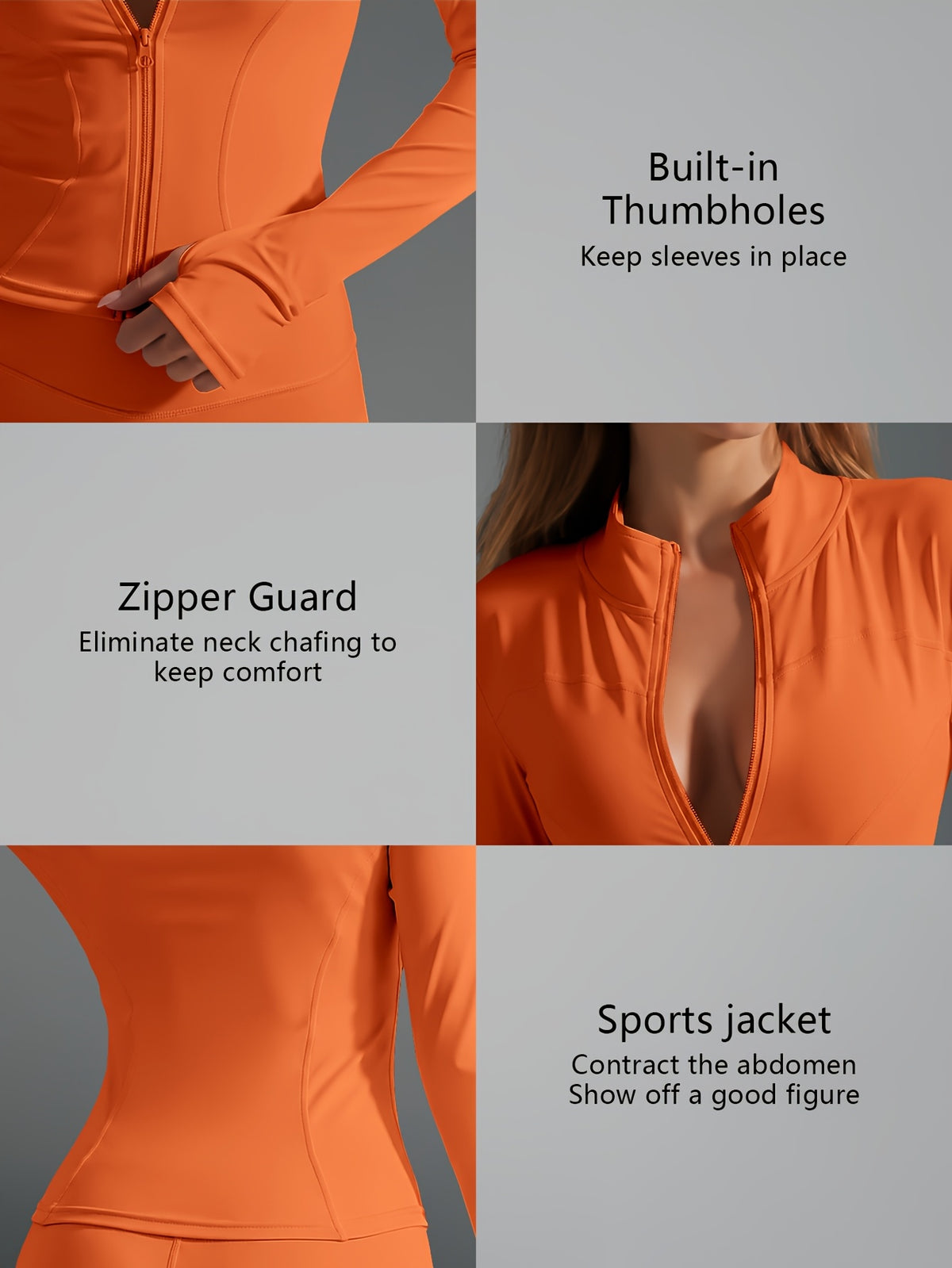 Quick Dry Long Sleeve Sports Jacket - Orange