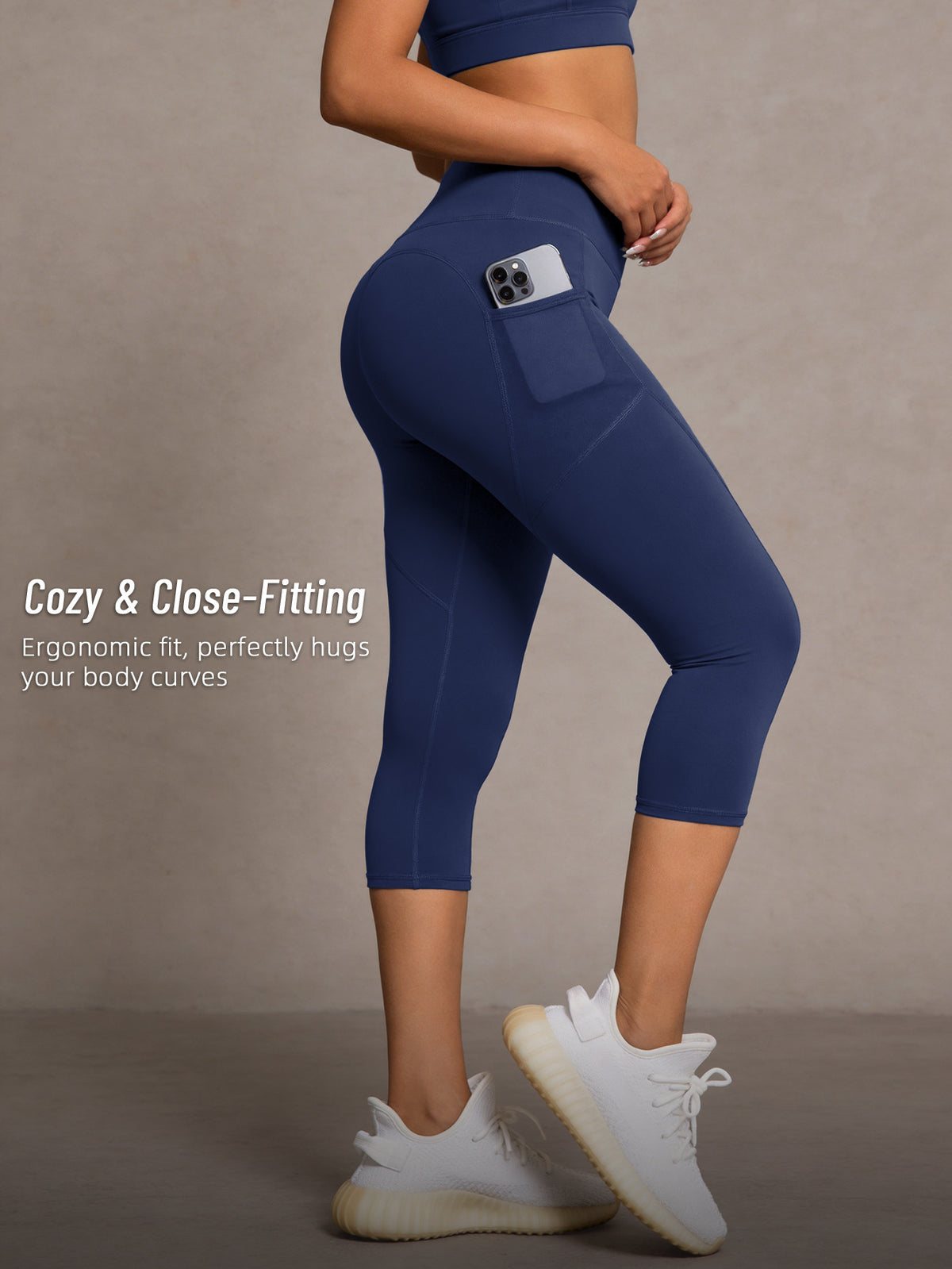 Side Pocket High Waist Lifting Leggings - Navy