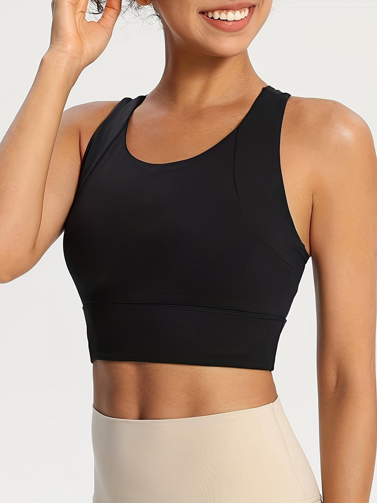 Seamless Yoga Bra Vest Top - Black