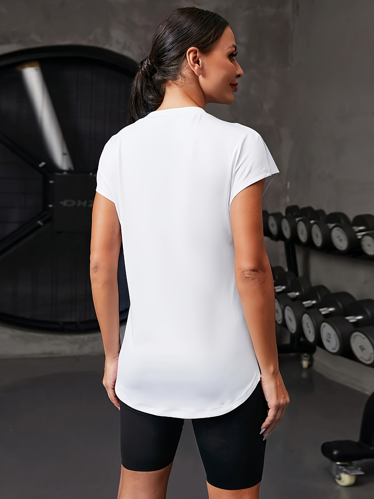 Quick Dry Round Neck Athletic Tee - White