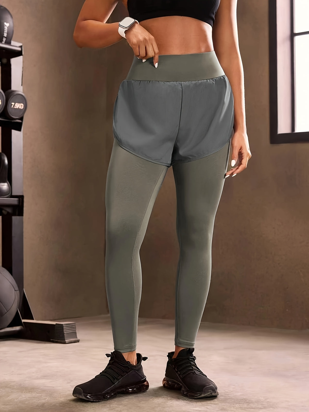 2-in-1 Glitter Polka Dot Sport Pants - Grey