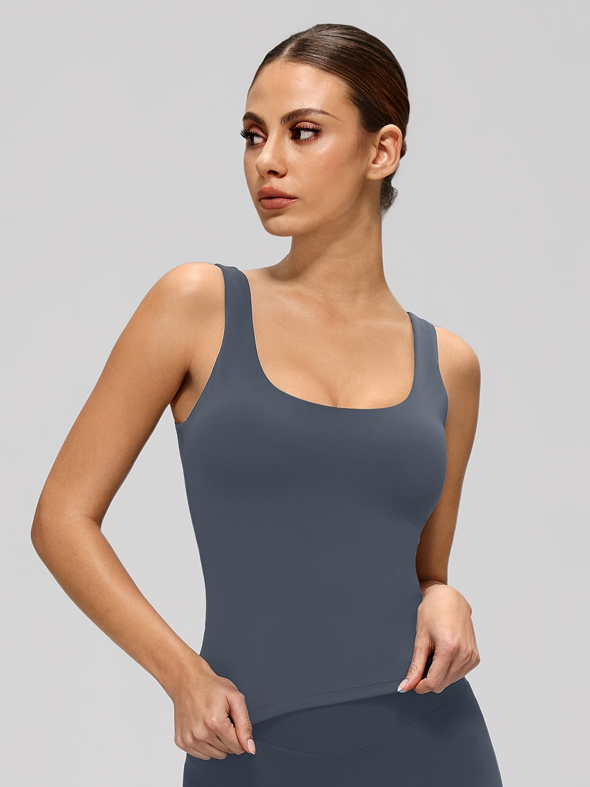 Crisscross Back Cropped Tank - Navy