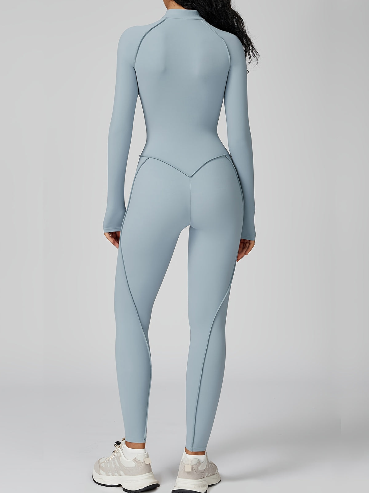 Half Zip Long Sleeve Jumpsuit - Sea Salt Blue