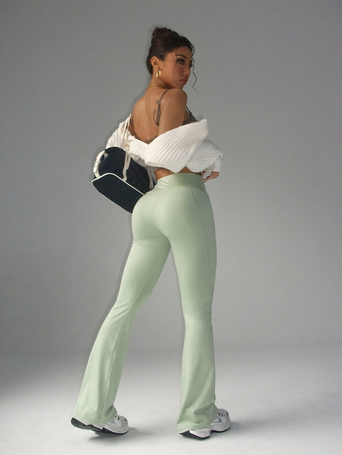 High Waist Flare Pants - Sage Green