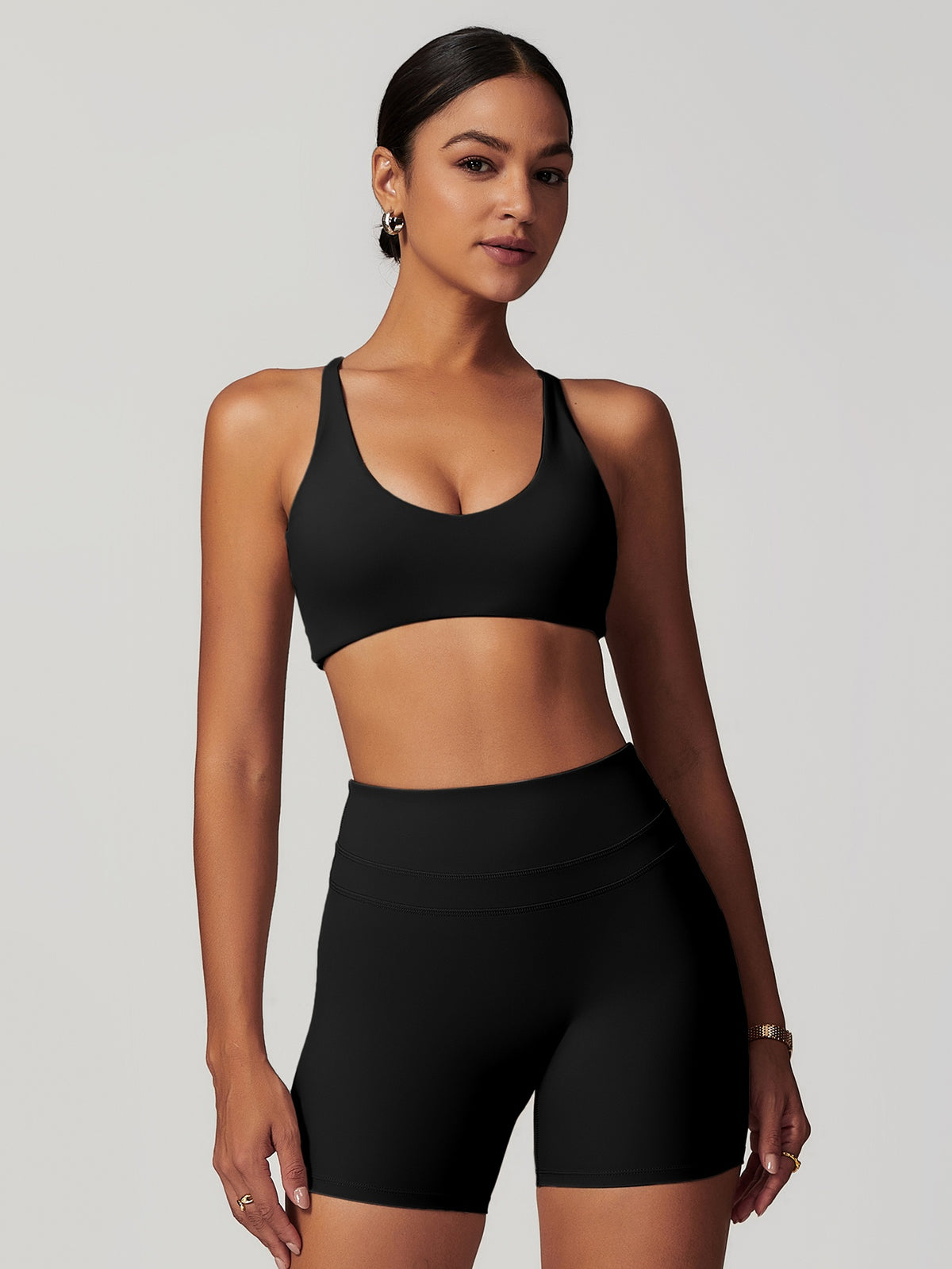 Sculpt Cross Back Two-Piece Set - Black