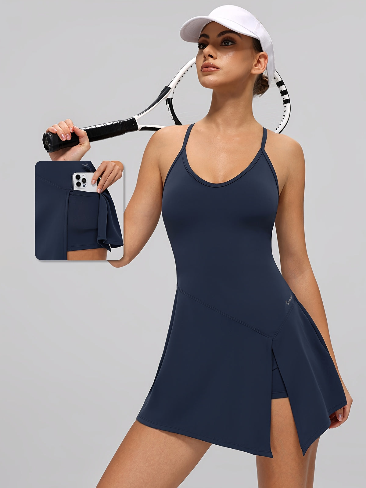 Strappy Athletic Dress - Badge Blue