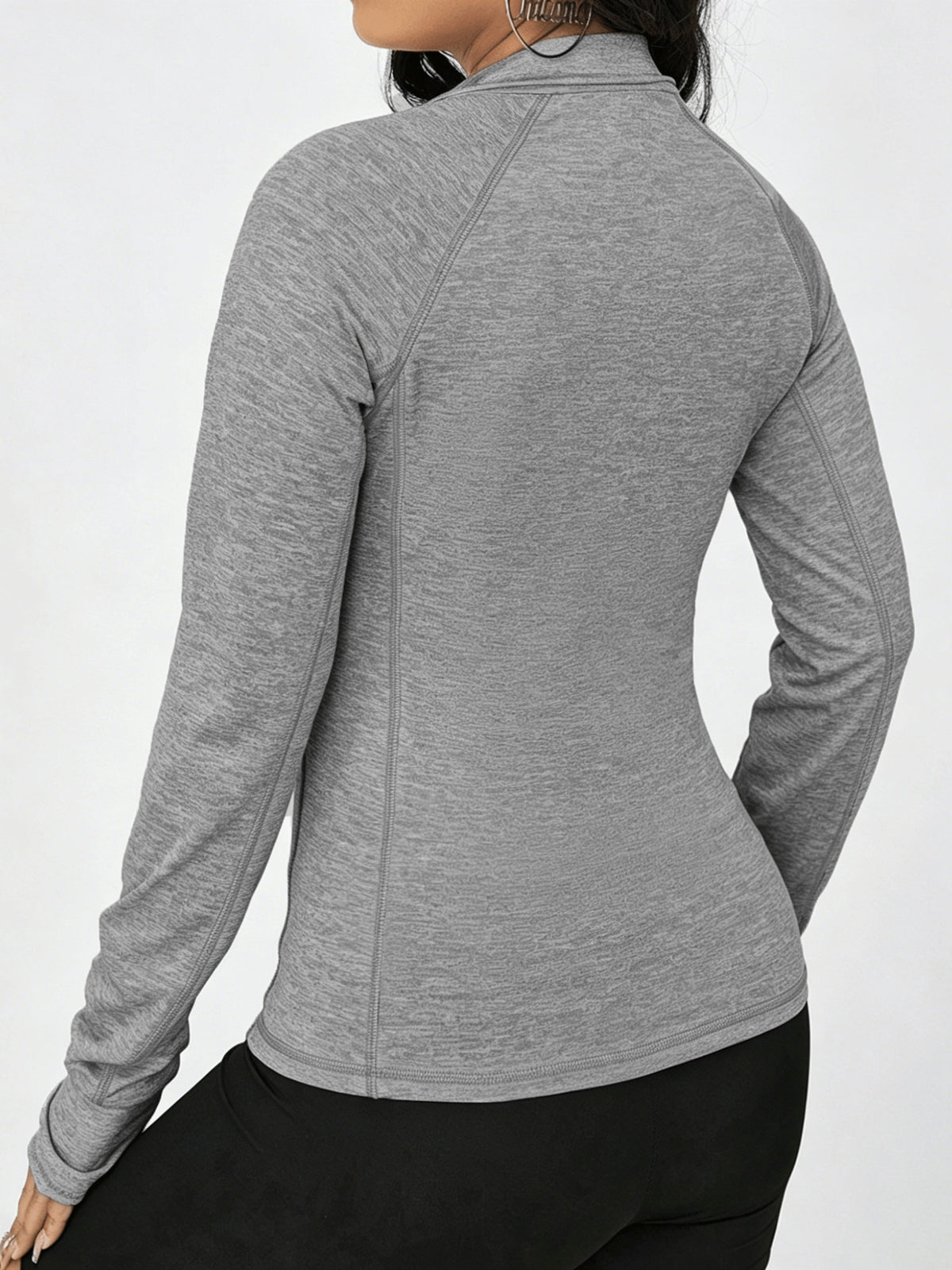 Raglan Thumbhole Zip-Up Sports Jacket - Light Grey
