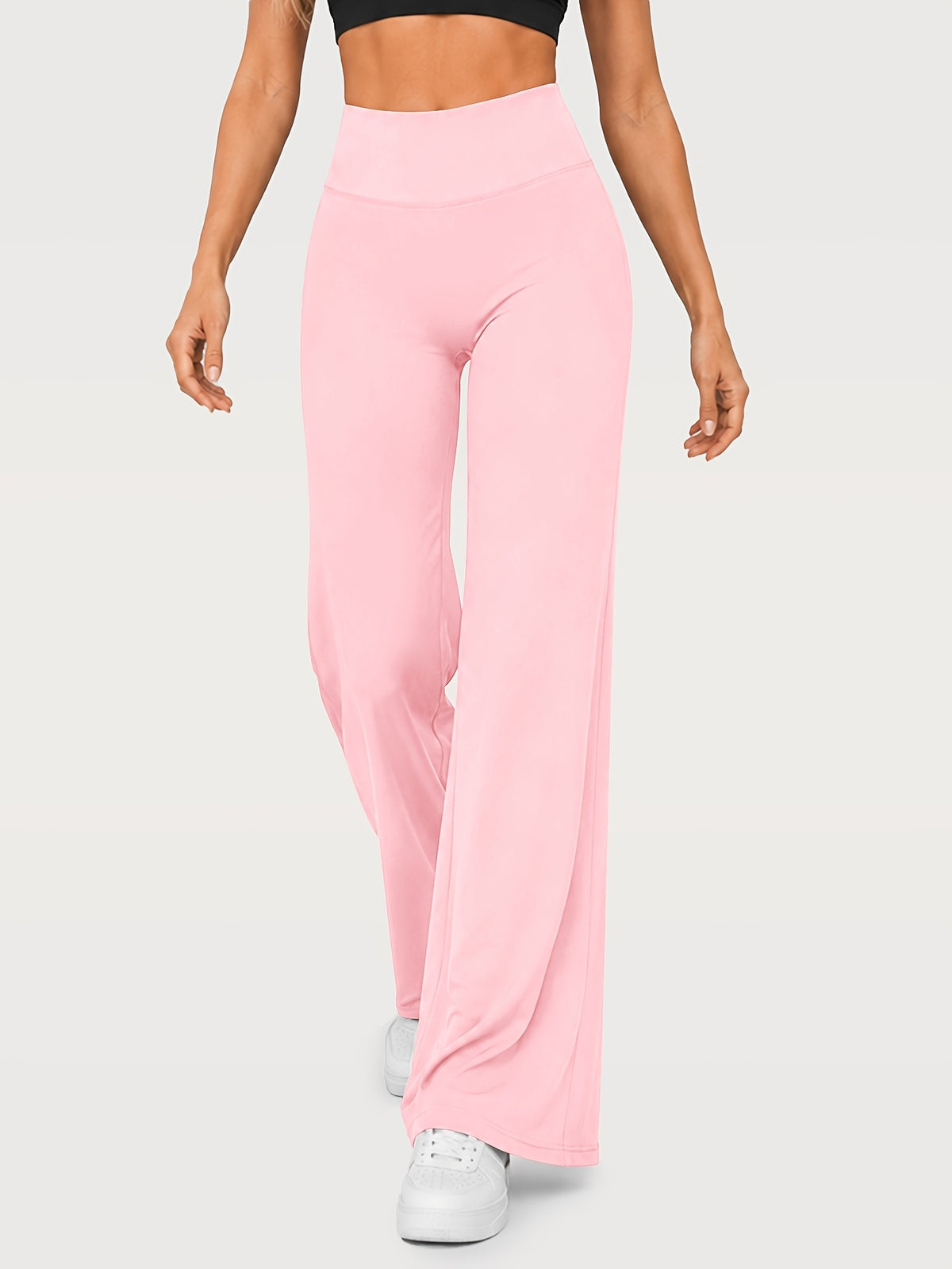 Stretch Straight Leg Yoga Pants - Pink