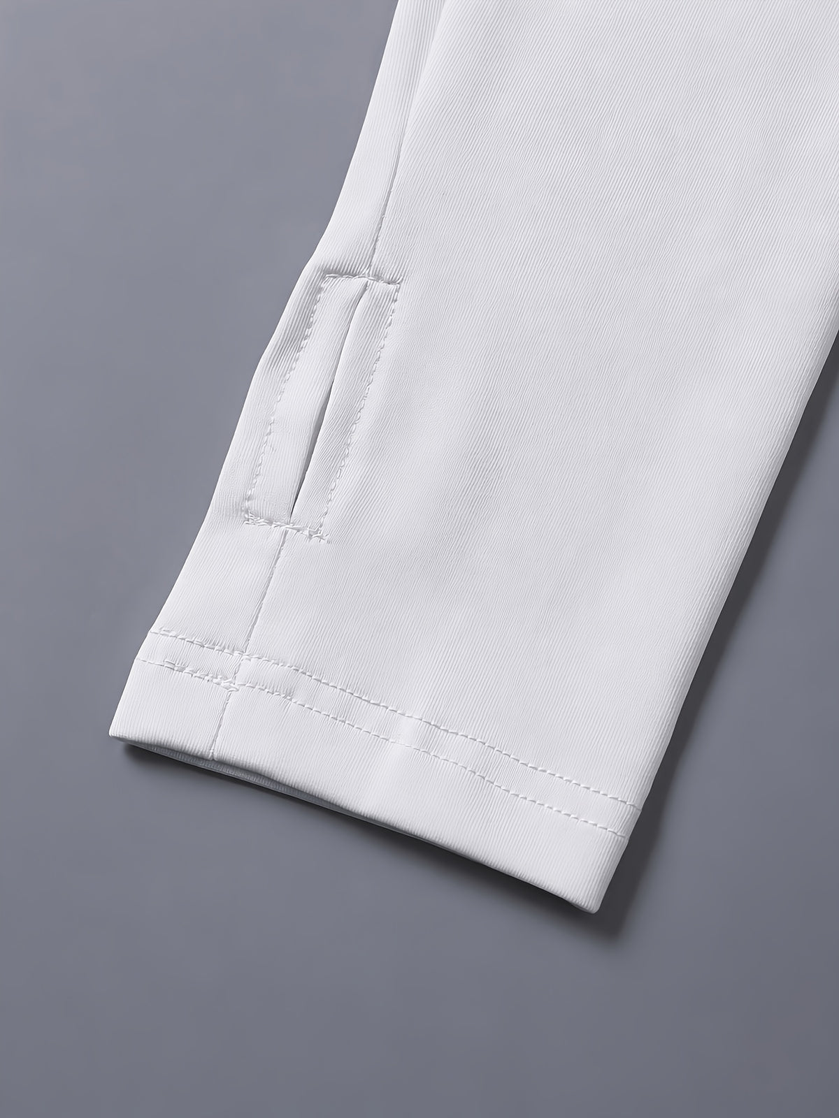 Thumbhole Stand Collar Full Zip Jacket - White