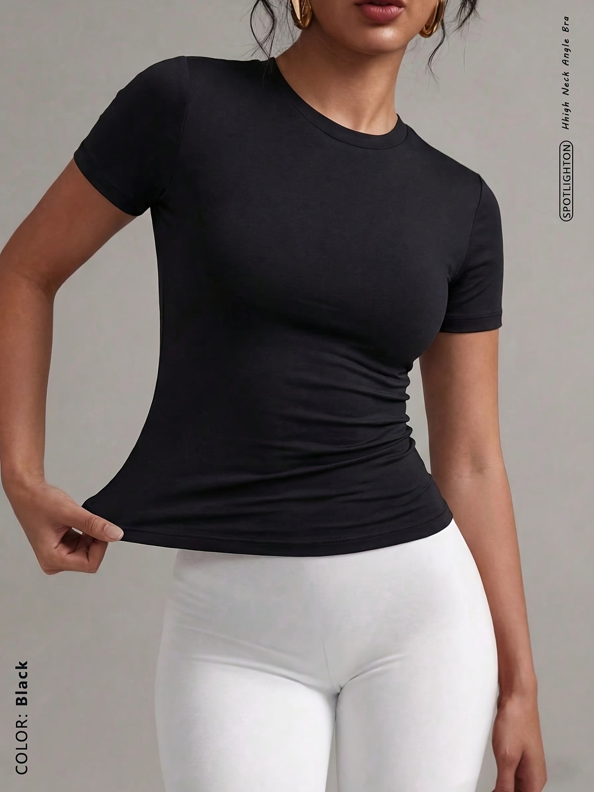 Slim Fit Short Sleeve Sports Tee - Black
