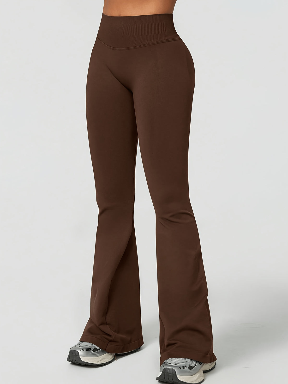High Waist Lifting Flare Leggings - Mocha Brown